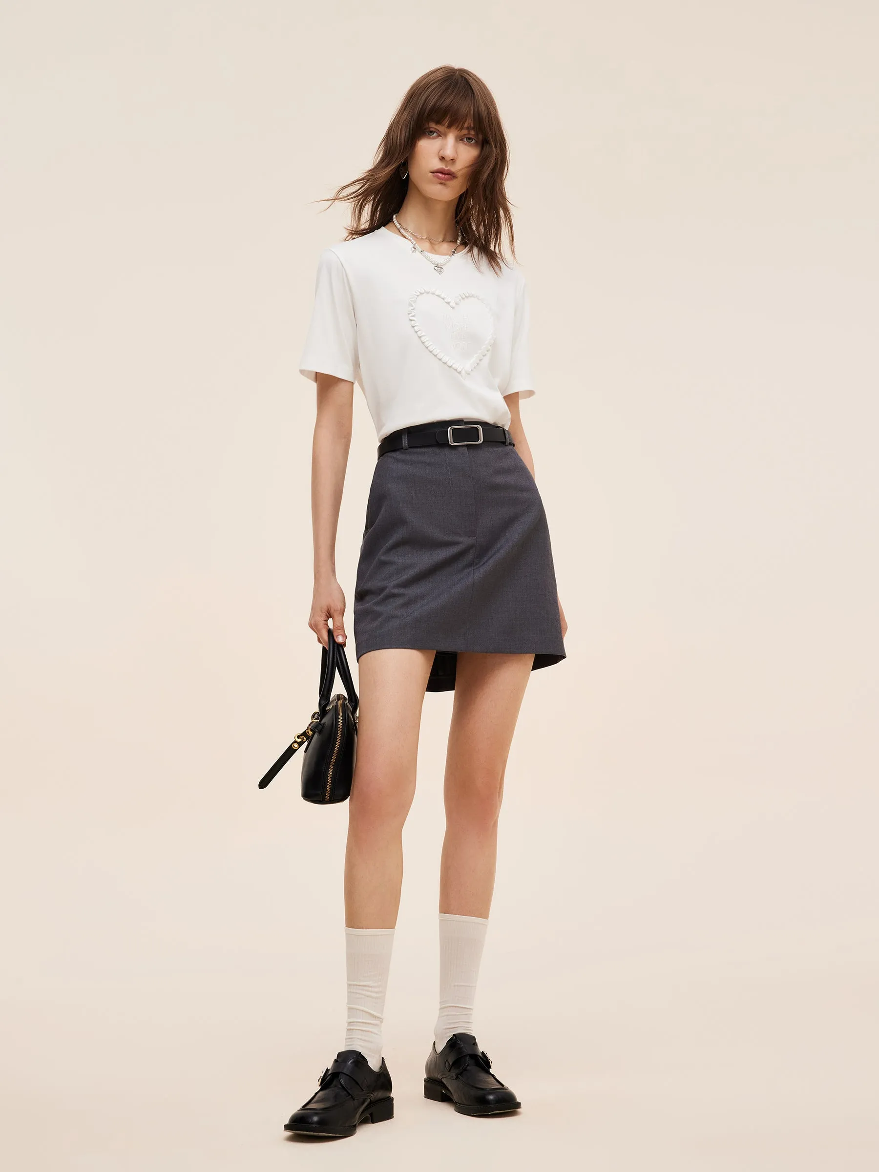 Heart And Letter Embroidered Women T-Shirt sold by Goelia product image thumbnail 3