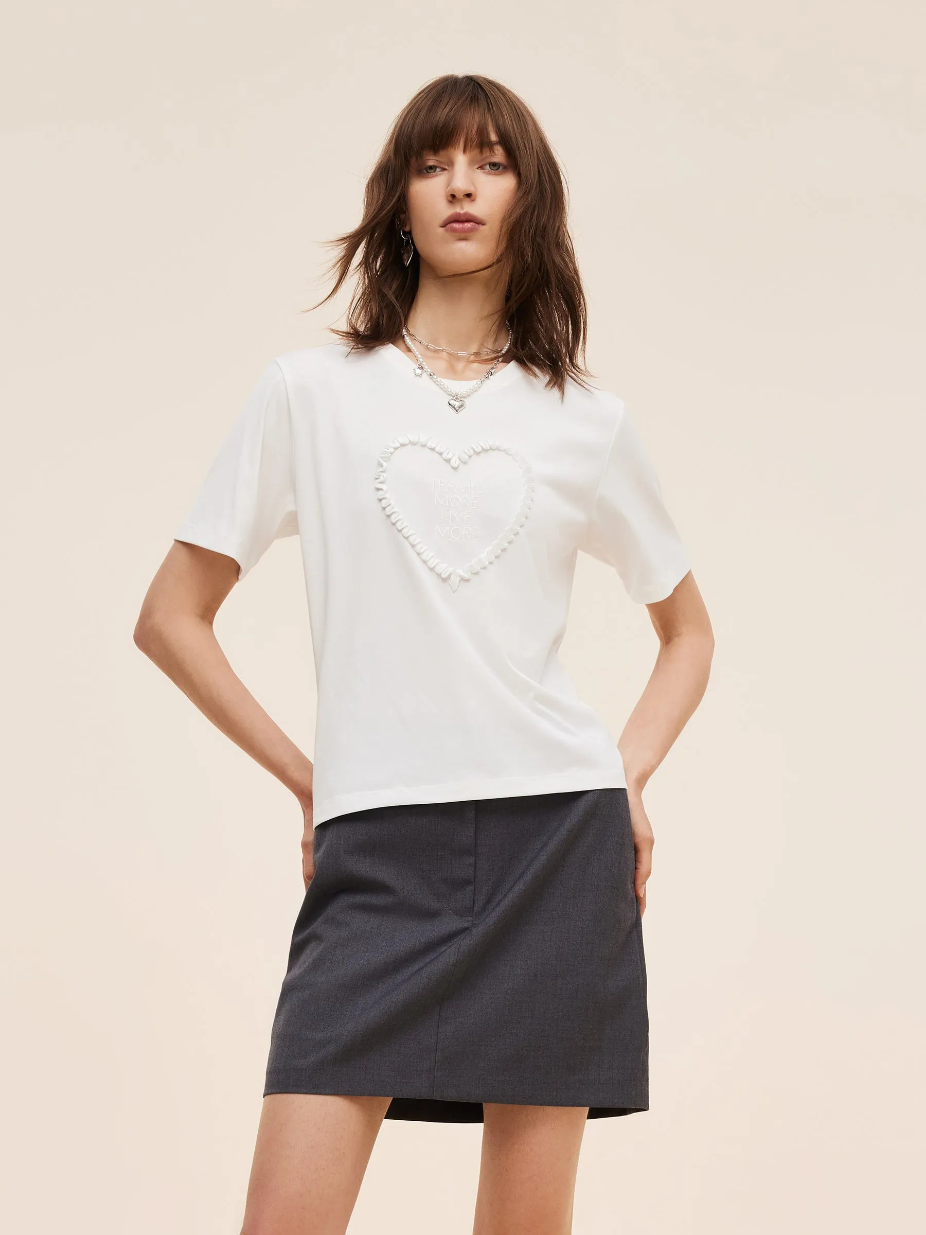 Heart And Letter Embroidered Women T-Shirt sold by Goelia product image thumbnail 5