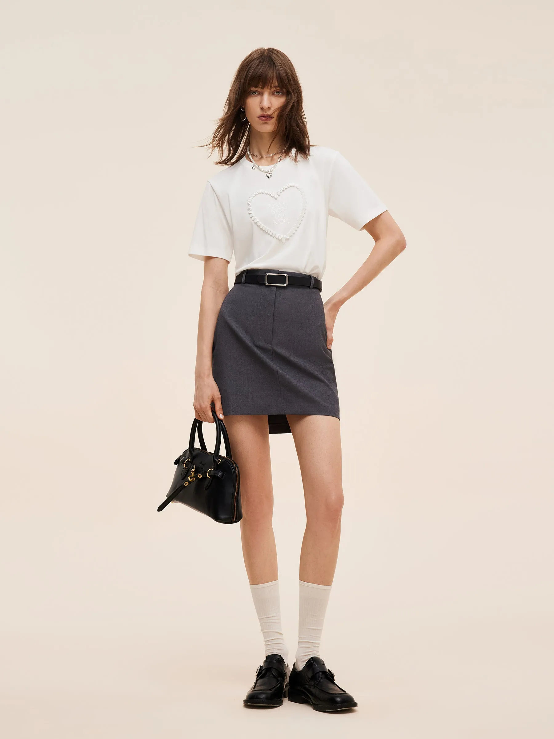 Heart And Letter Embroidered Women T-Shirt sold by Goelia product image thumbnail 2