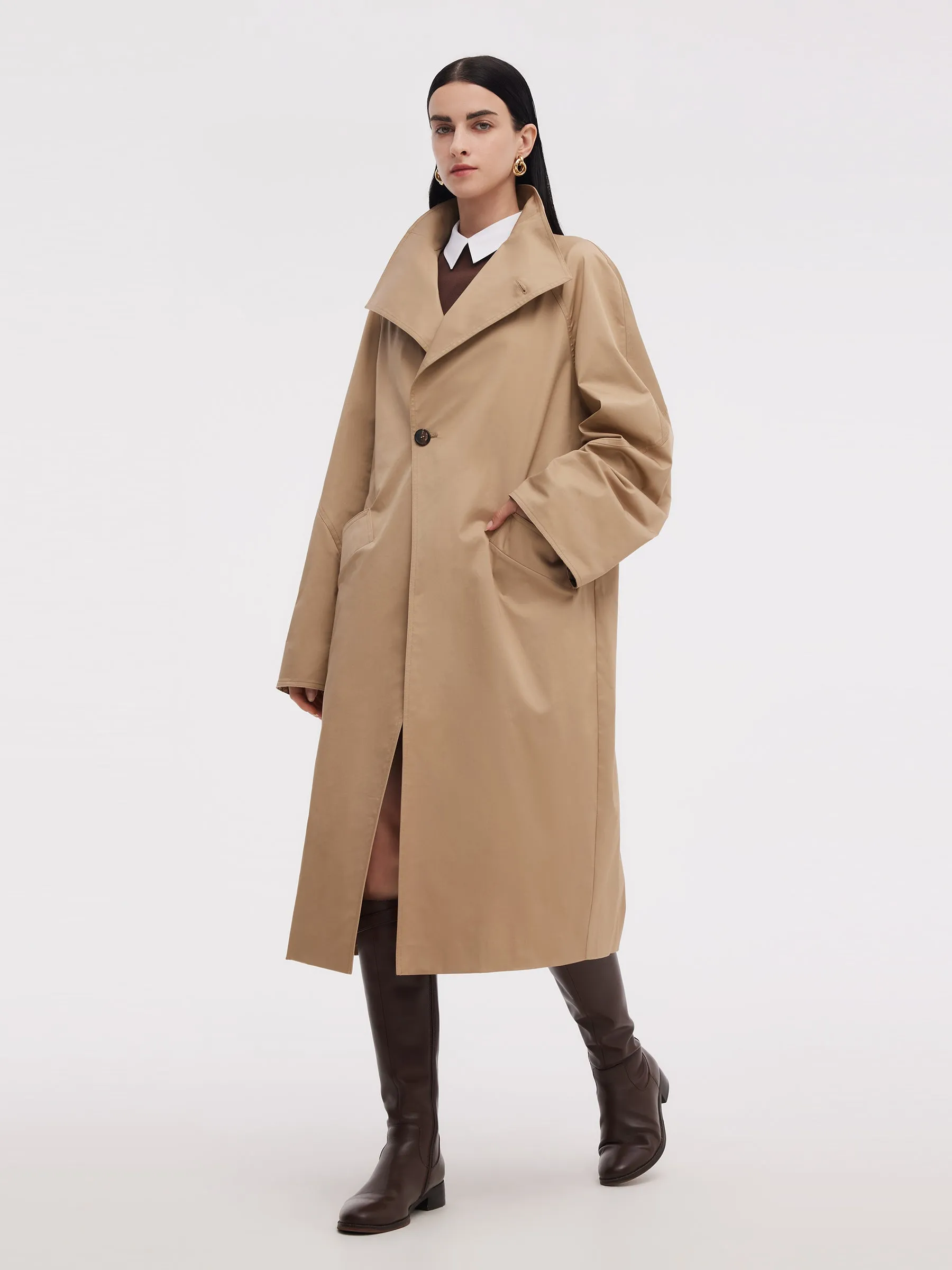 Cotton Color Block Cuffs Unisex Trench Coat sold by Goelia product image thumbnail 4