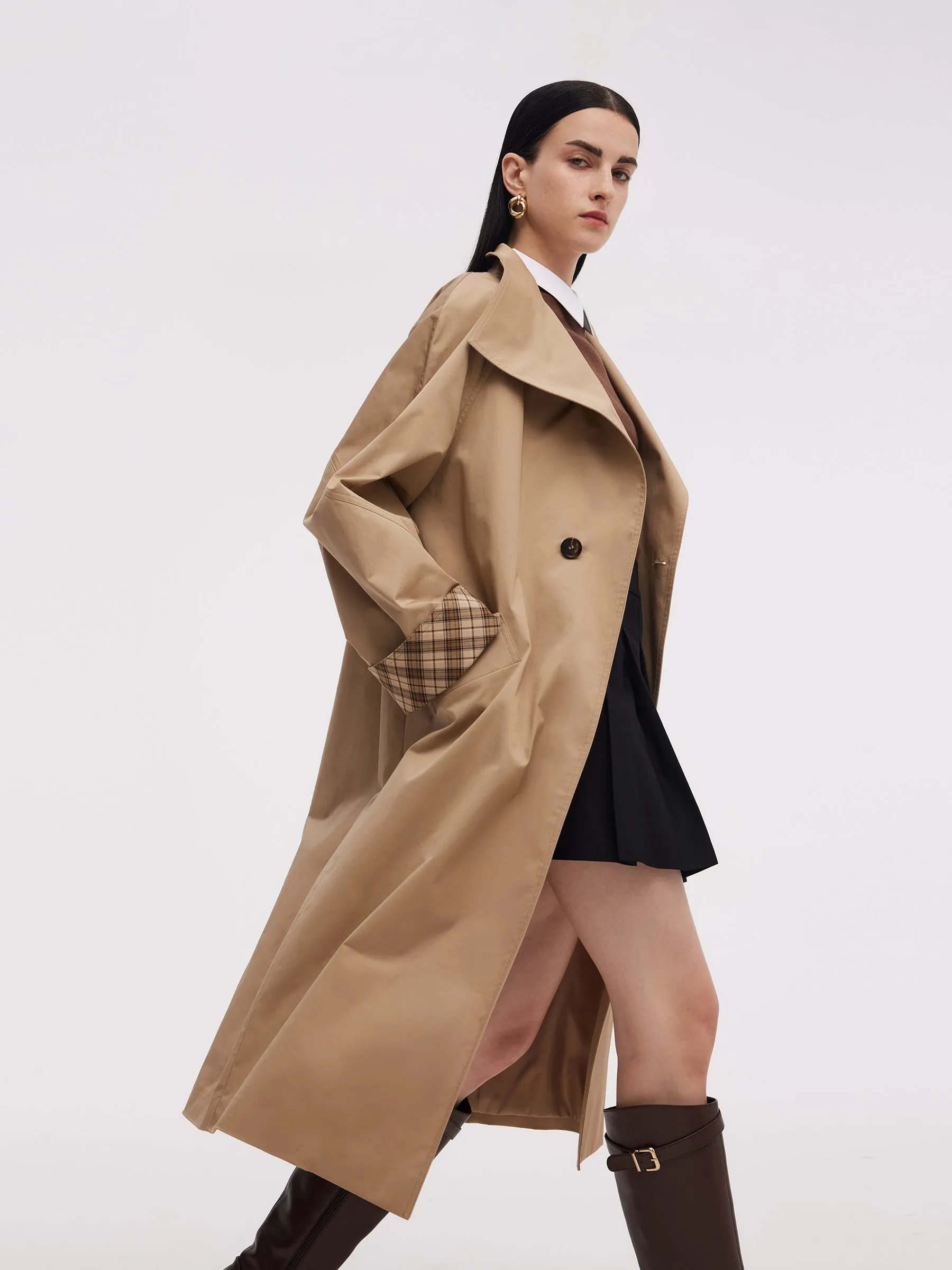 Cotton Color Block Cuffs Unisex Trench Coat sold by Goelia product image thumbnail 5