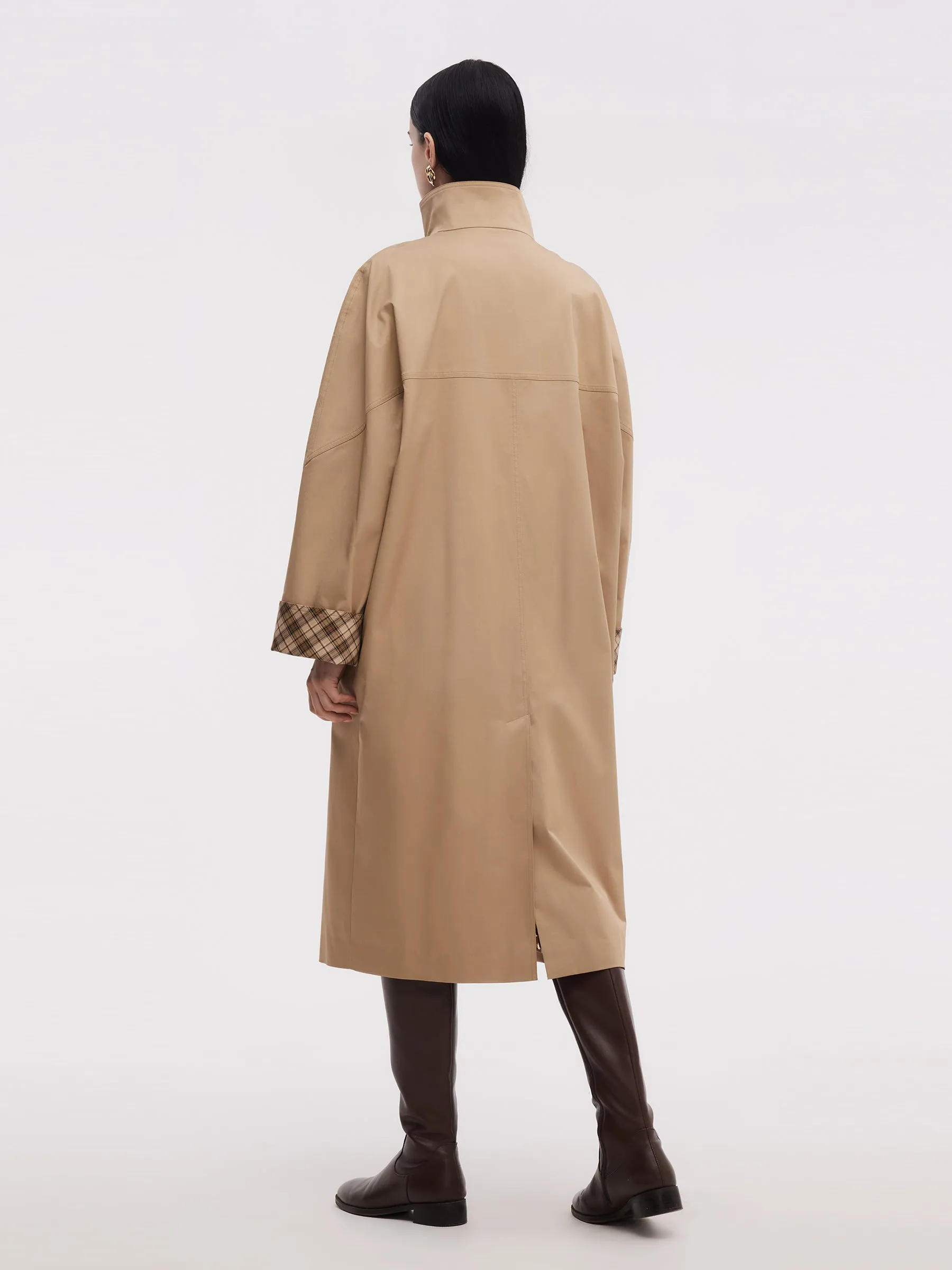 Cotton Color Block Cuffs Unisex Trench Coat sold by Goelia product image thumbnail 3