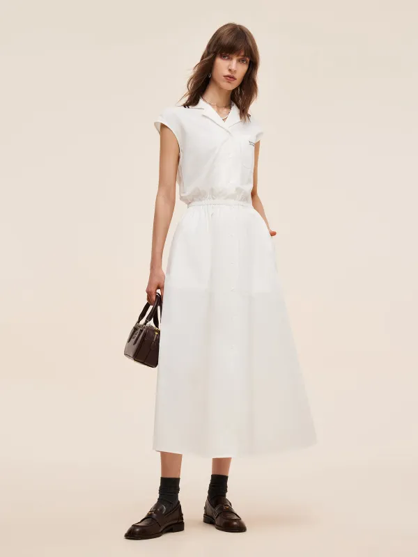 Cap Sleeve Women Gathered Waist Maxi Dress sold by Goelia