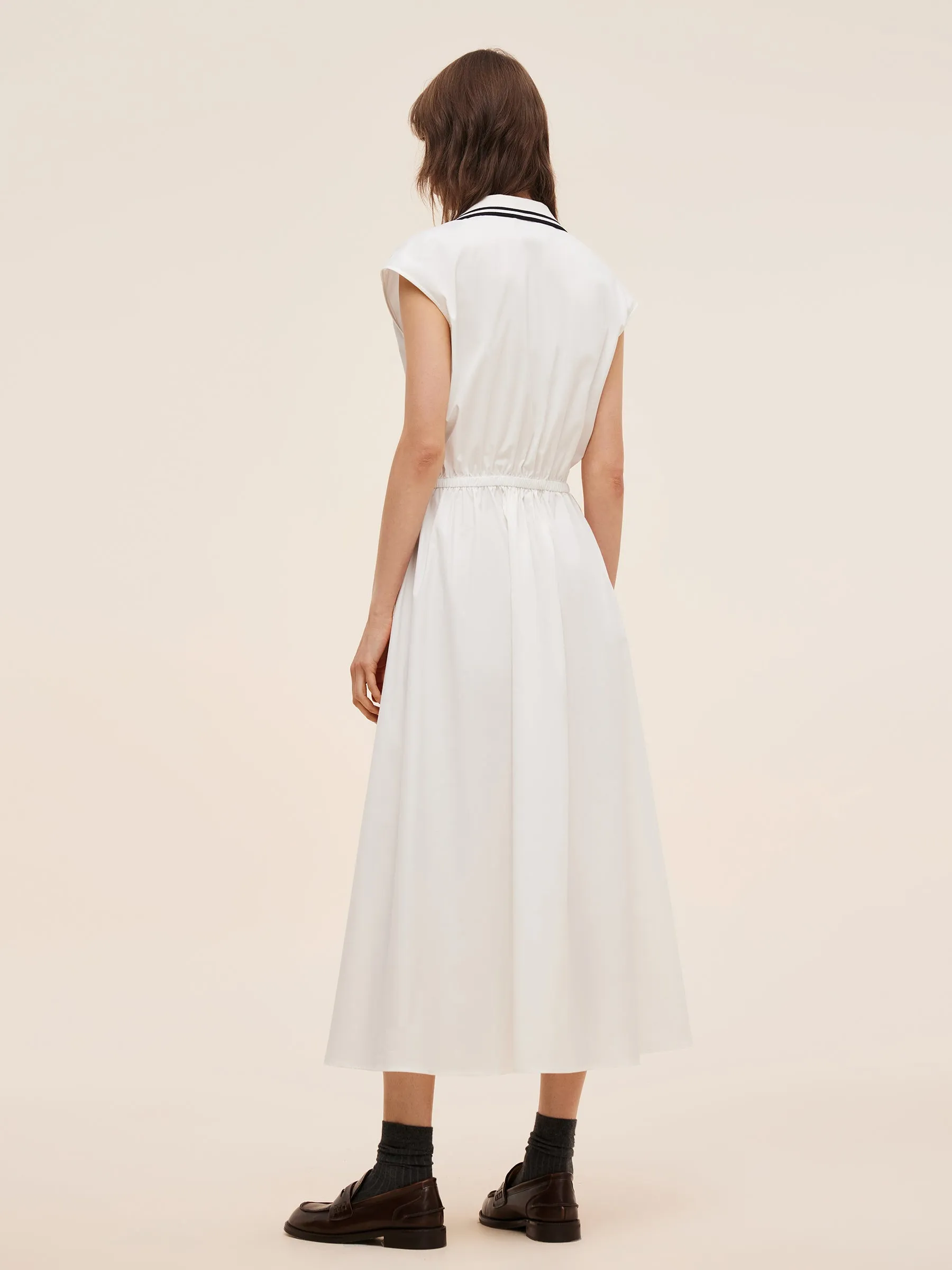 Cap Sleeve Women Gathered Waist Maxi Dress sold by Goelia product image thumbnail 3