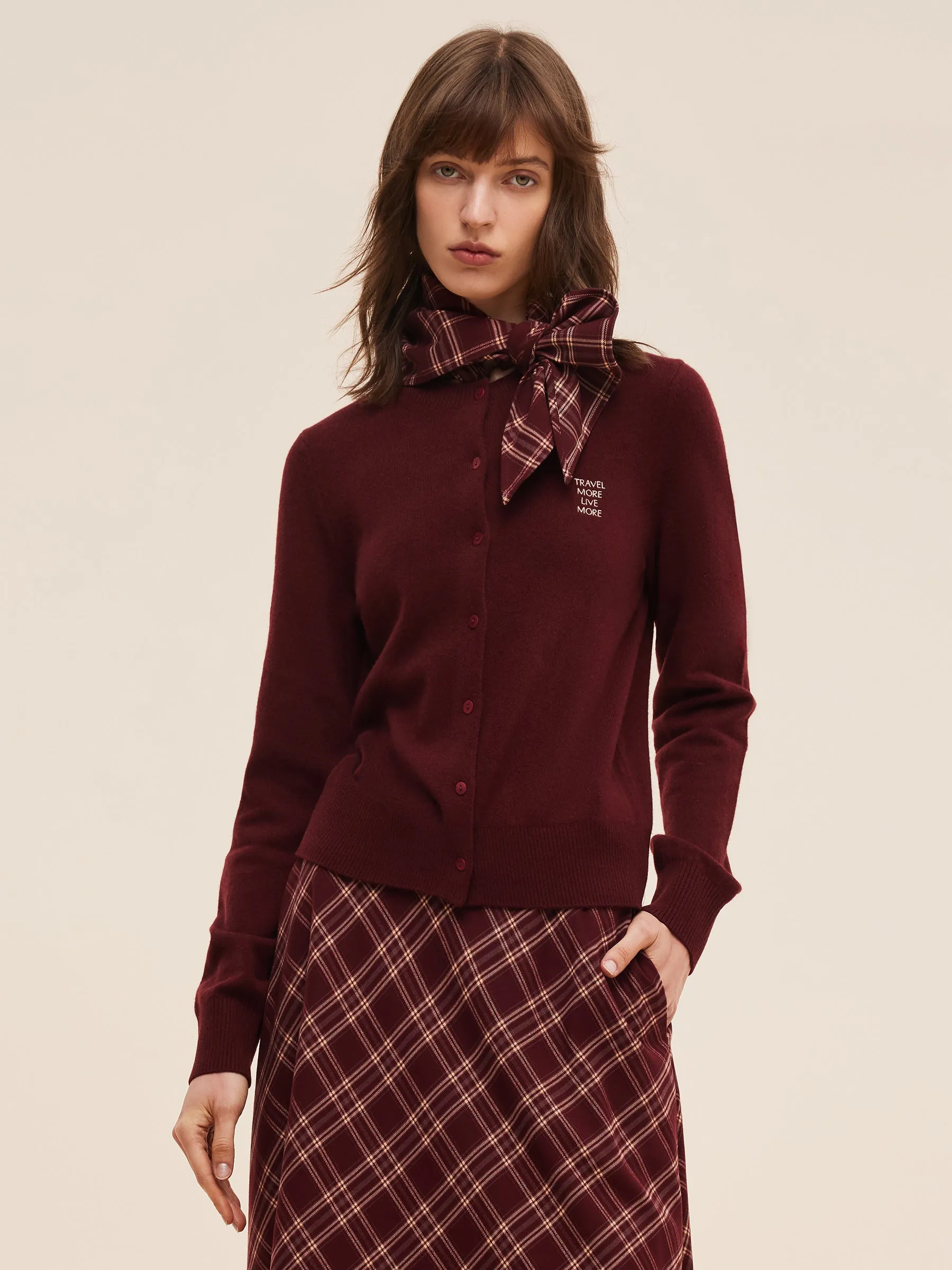 100% Wool Letter Embroidered Women Cardigan sold by Goelia