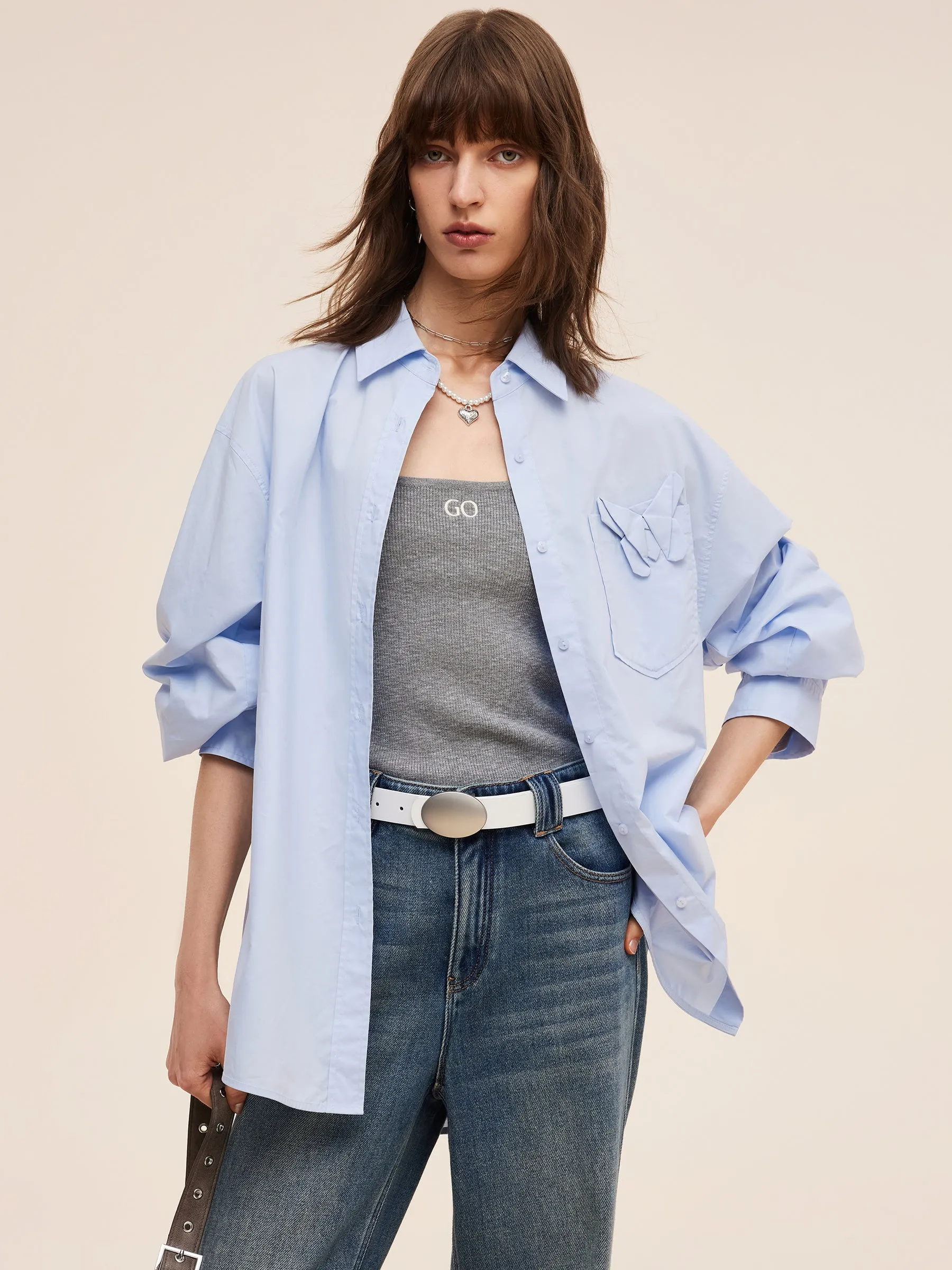 100% Cotton 3D Butterfly Women Loose Fit Shirt sold by Goelia