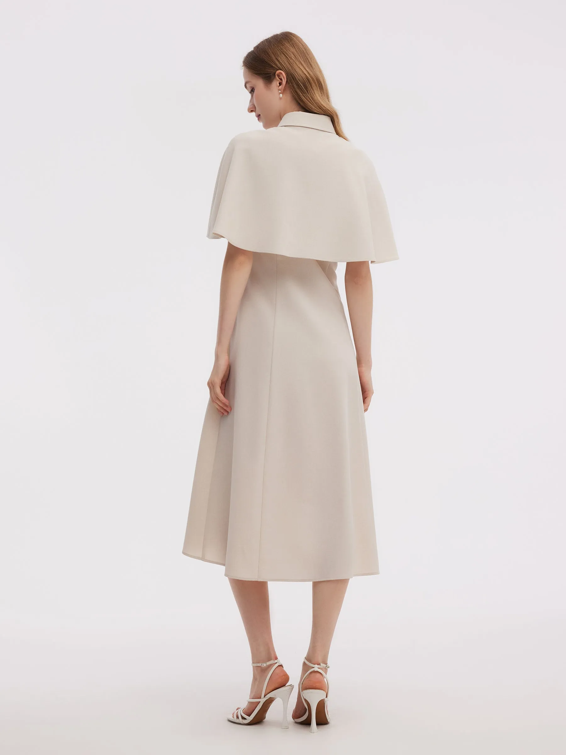 Sleeveless Midi Dress And Detachable Capelet Two-Piece Set sold by Goelia product image thumbnail 3