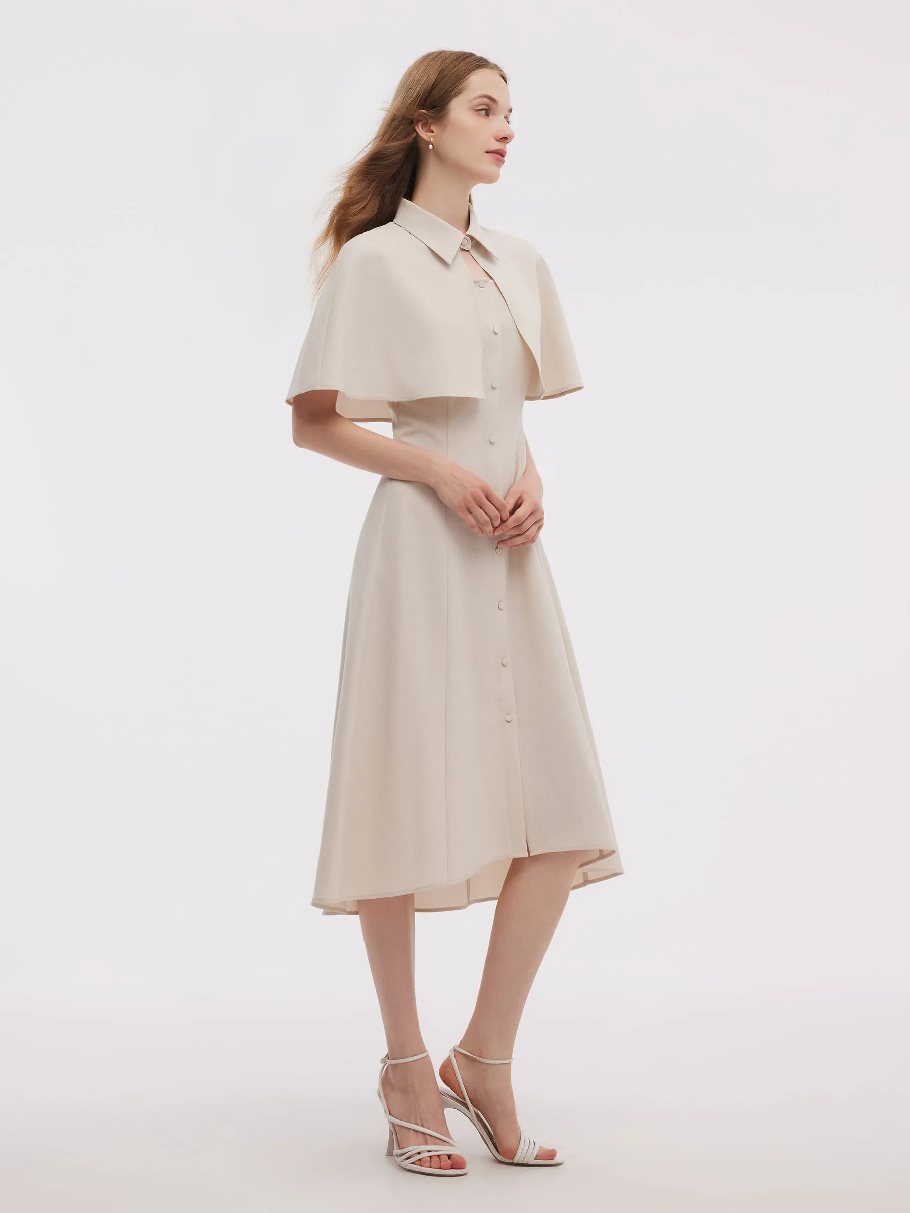 Sleeveless Midi Dress And Detachable Capelet Two-Piece Set sold by Goelia product image thumbnail 4