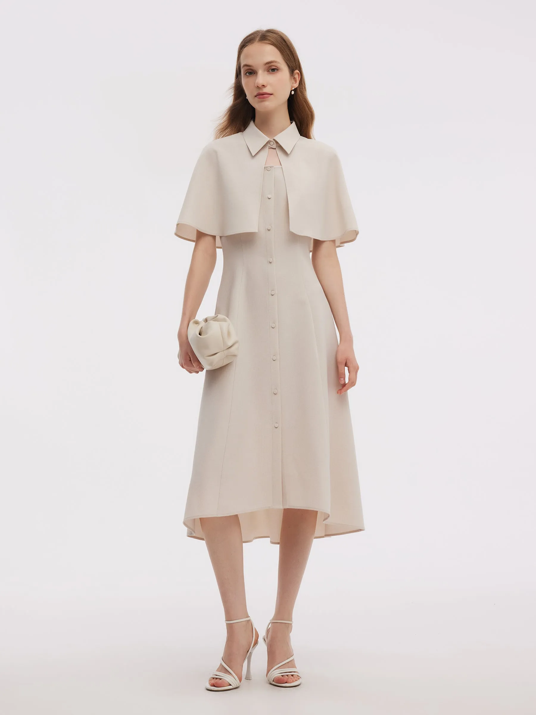 Sleeveless Midi Dress And Detachable Capelet Two-Piece Set sold by Goelia product image thumbnail 2