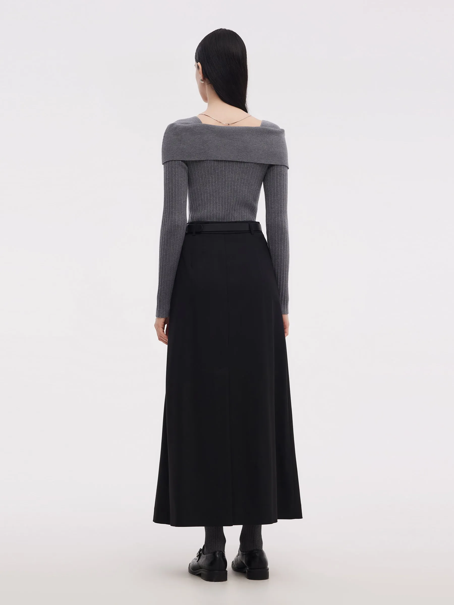 H-Line Pleated Women Skirt With Belt sold by Goelia product image thumbnail 3