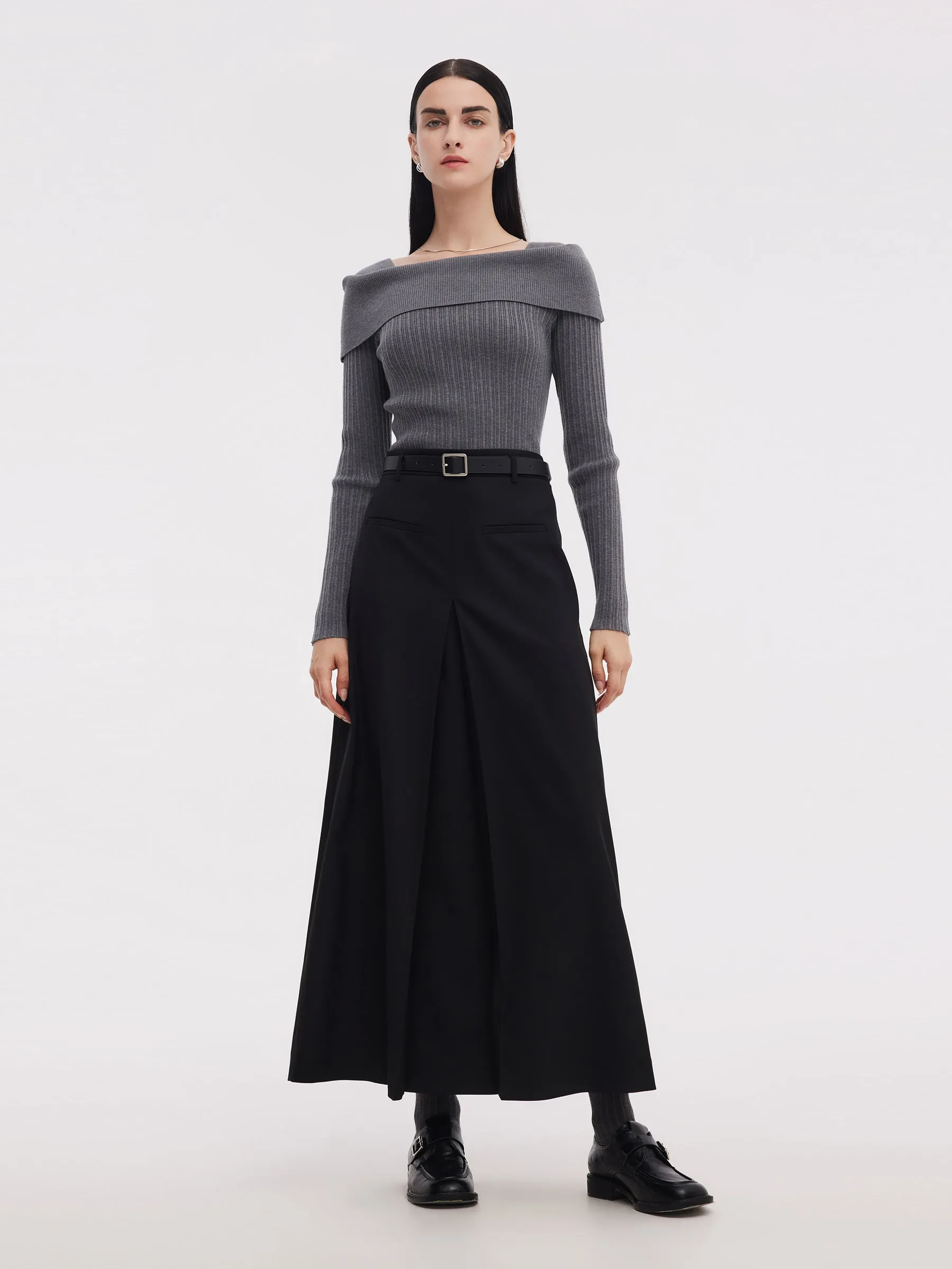 H-Line Pleated Women Skirt With Belt sold by Goelia product image thumbnail 2