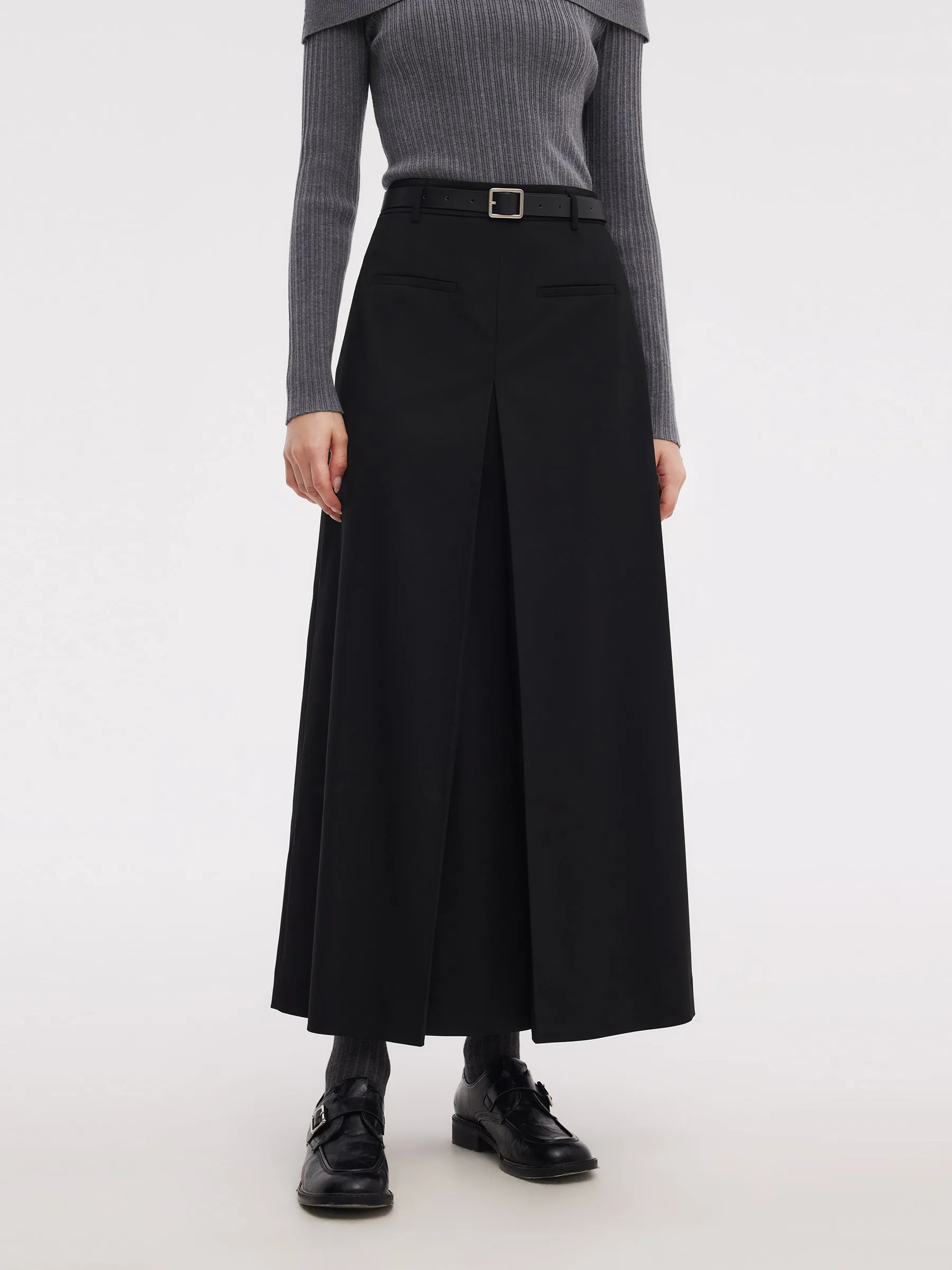 H-Line Pleated Women Skirt With Belt sold by Goelia