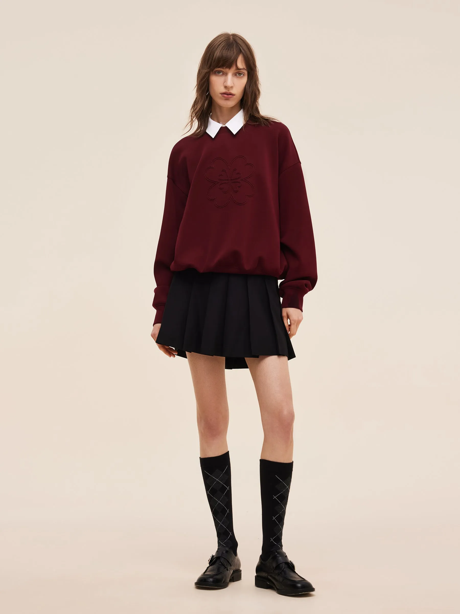 Four-Leaf Clover Embroidered Women Sweatshirt sold by Goelia product image thumbnail 2