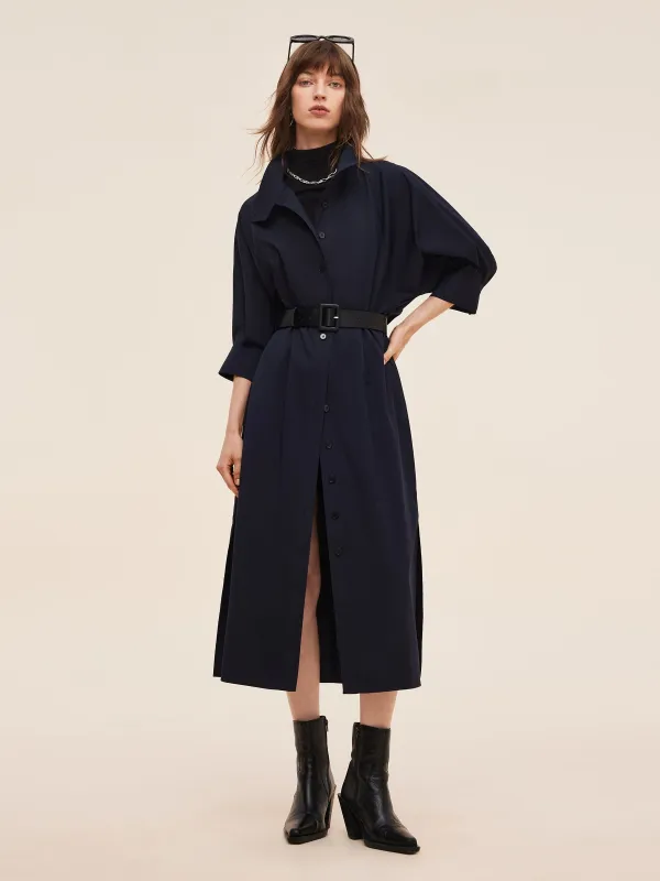 Adjustable Collar Women Trench Coat With Leather Belt sold by Goelia