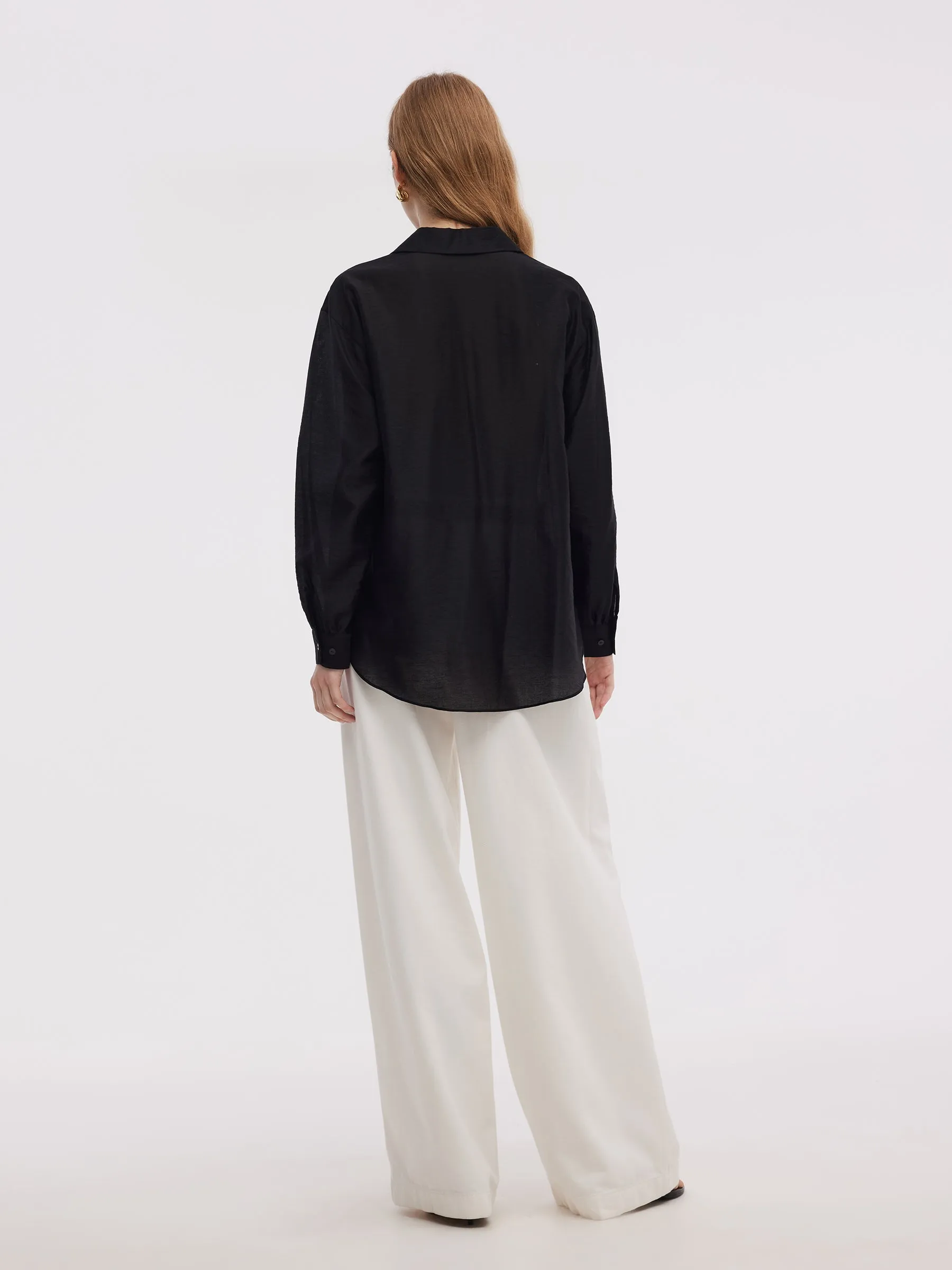 Tencel Blend Lace V-Neck Women Mock Layered Shirt sold by Goelia product image thumbnail 4