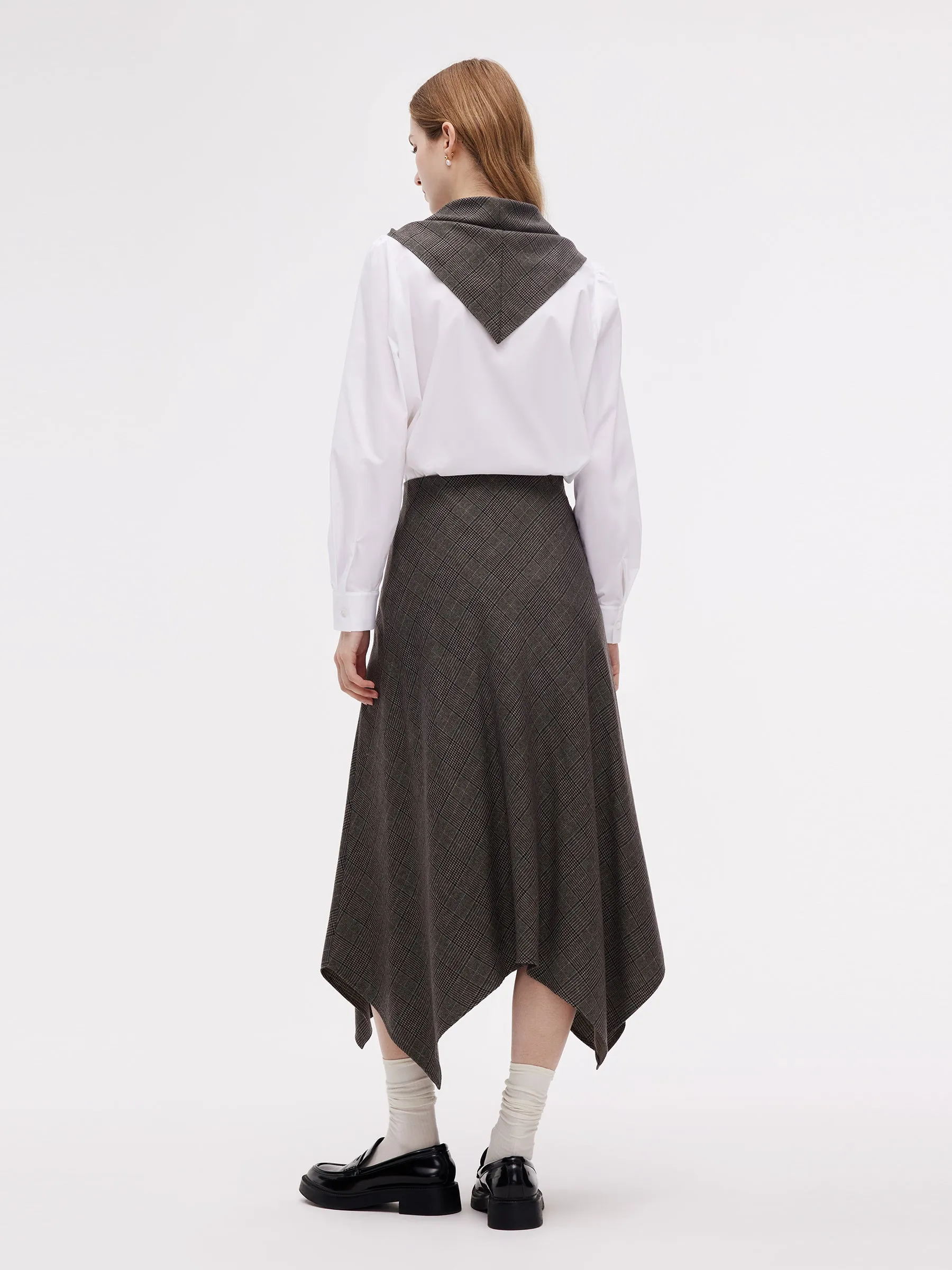 Asymmetric Hem Plaid Women Skirt With Triangle Scarf sold by Goelia product image thumbnail 3