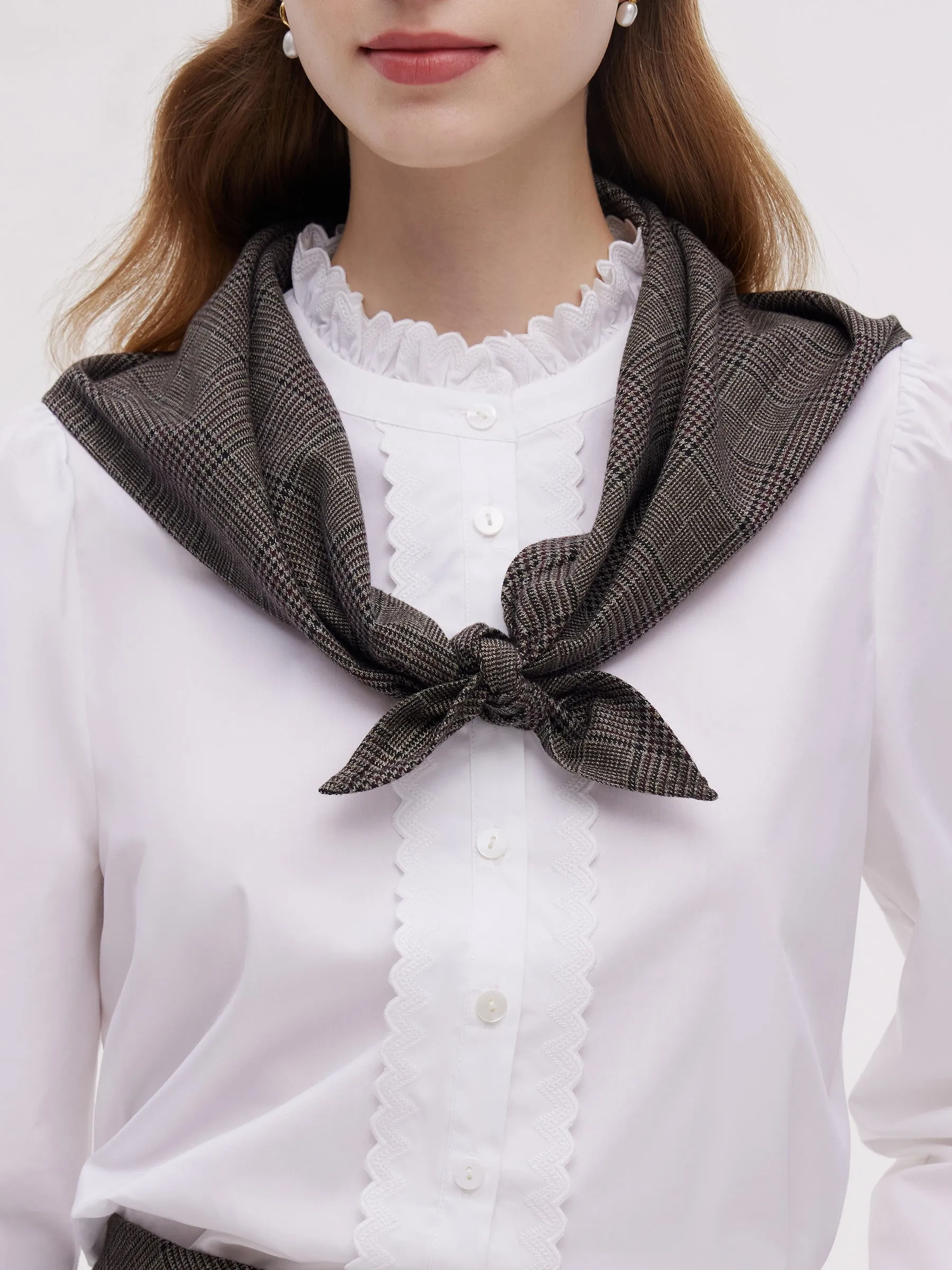 Asymmetric Hem Plaid Women Skirt With Triangle Scarf sold by Goelia product image thumbnail 4