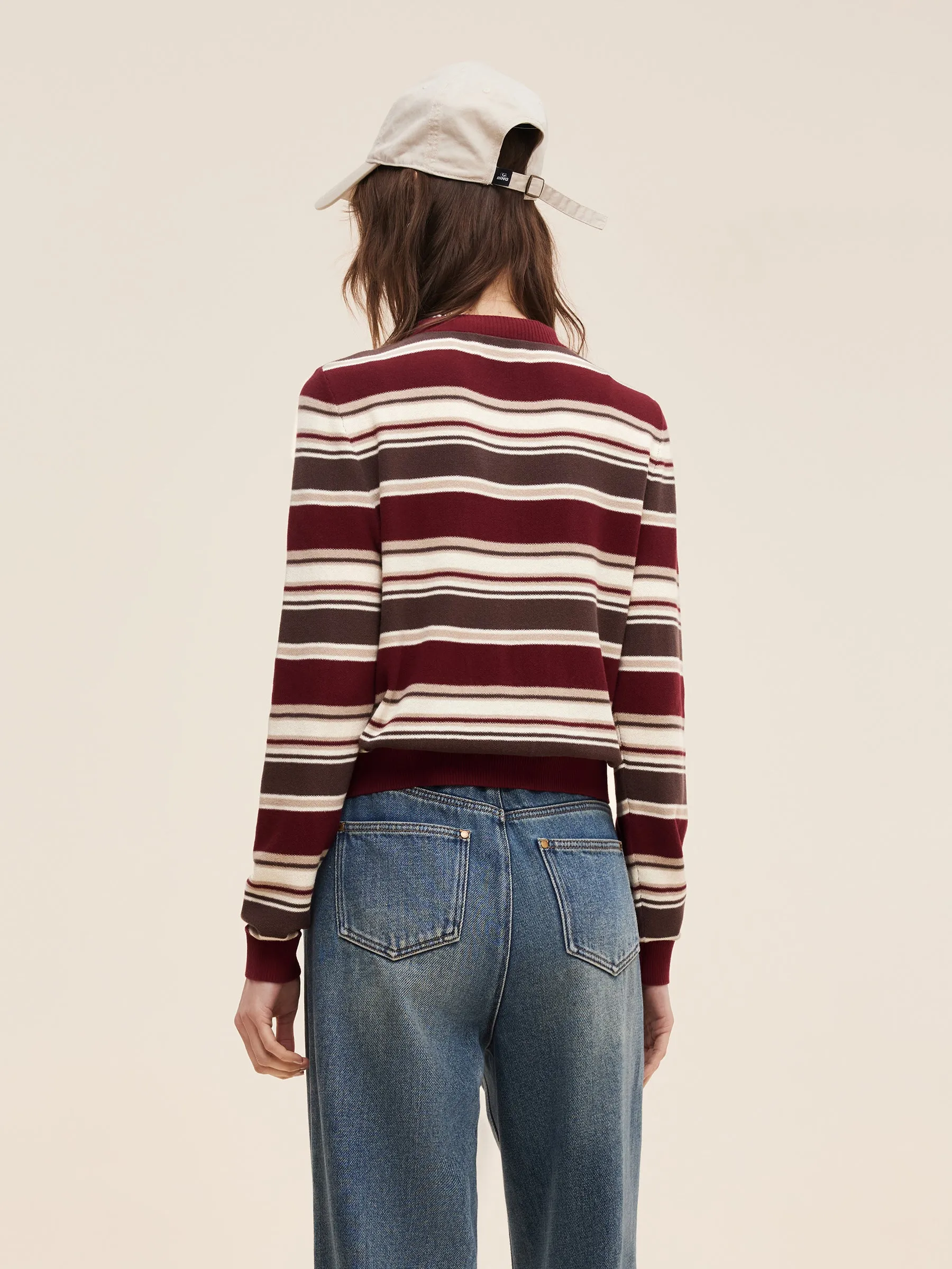 100% Cotton Multicolored Stripe Women Cardigan sold by Goelia product image thumbnail 4