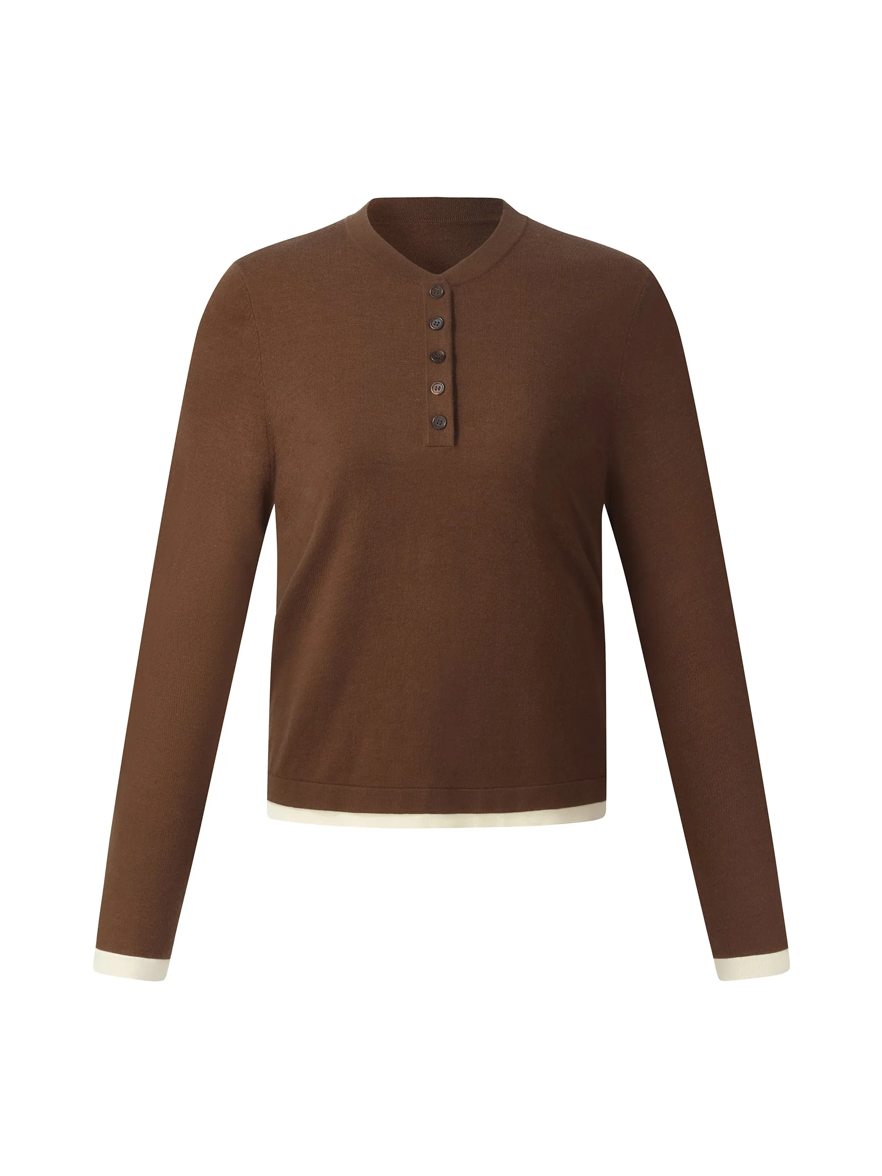 Tencel Wool Blend Color Block Women Mock Layered Knit Top sold by Goelia product image thumbnail 5