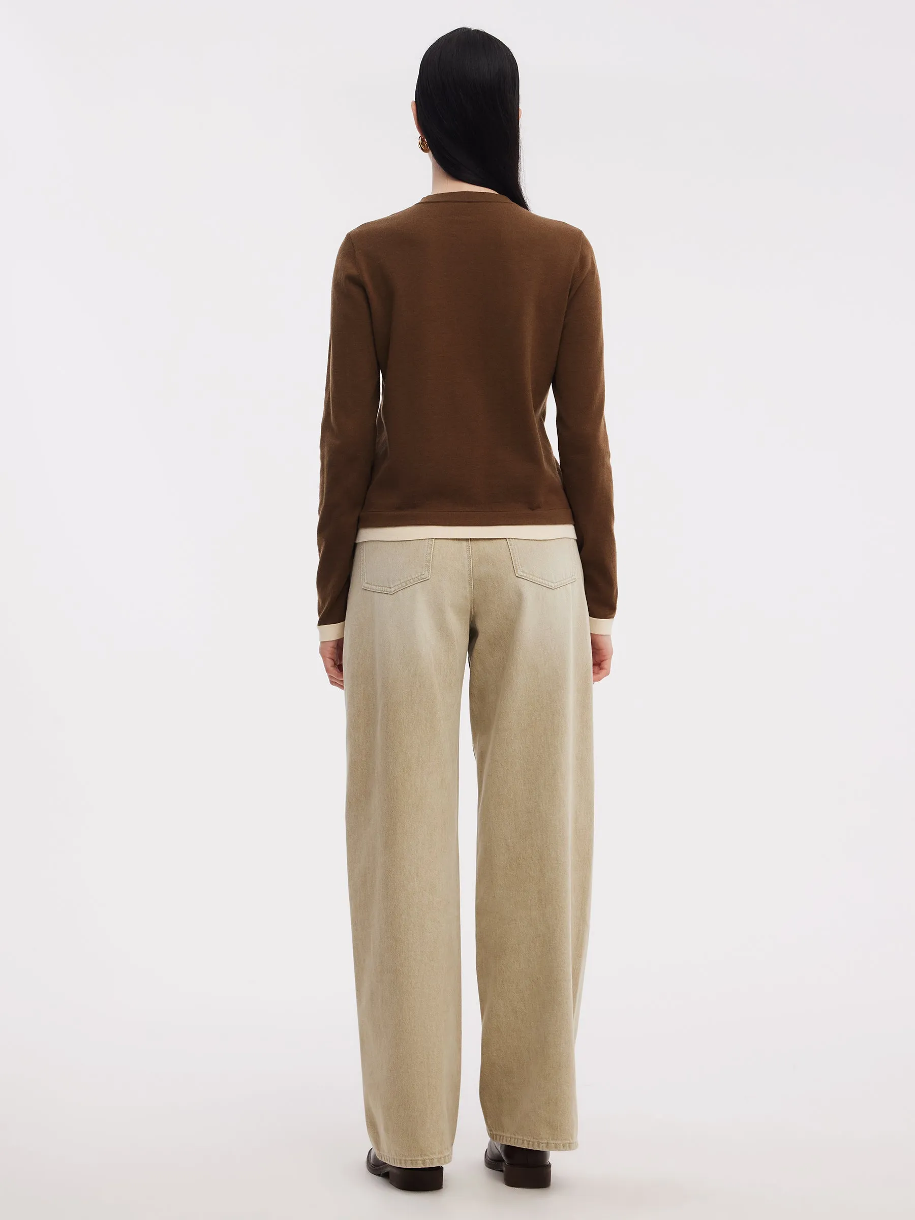 Tencel Wool Blend Color Block Women Mock Layered Knit Top sold by Goelia product image thumbnail 3