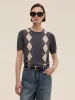 100% Machine Washable Wool Argyle Women Knit Top sold by Goelia