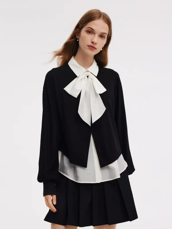 Front Slit Knit Top And Sleeveless Shirt Two-Piece Set sold by Goelia