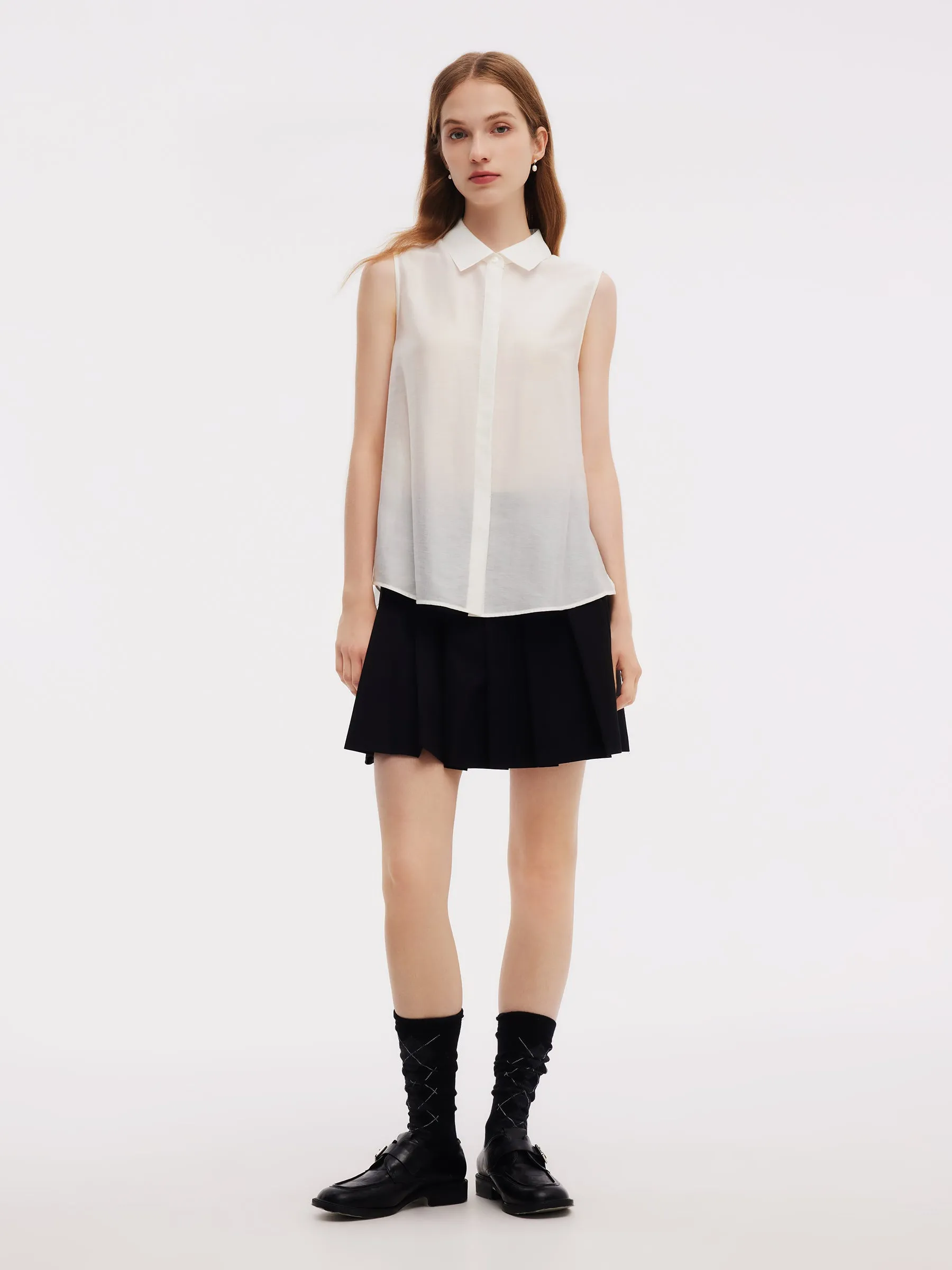Front Slit Knit Top And Sleeveless Shirt Two-Piece Set sold by Goelia product image thumbnail 4