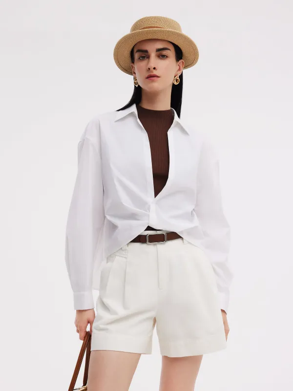 Twist Front Shirt And Mock Neck Knit Tank Two-Piece Set sold by Goelia