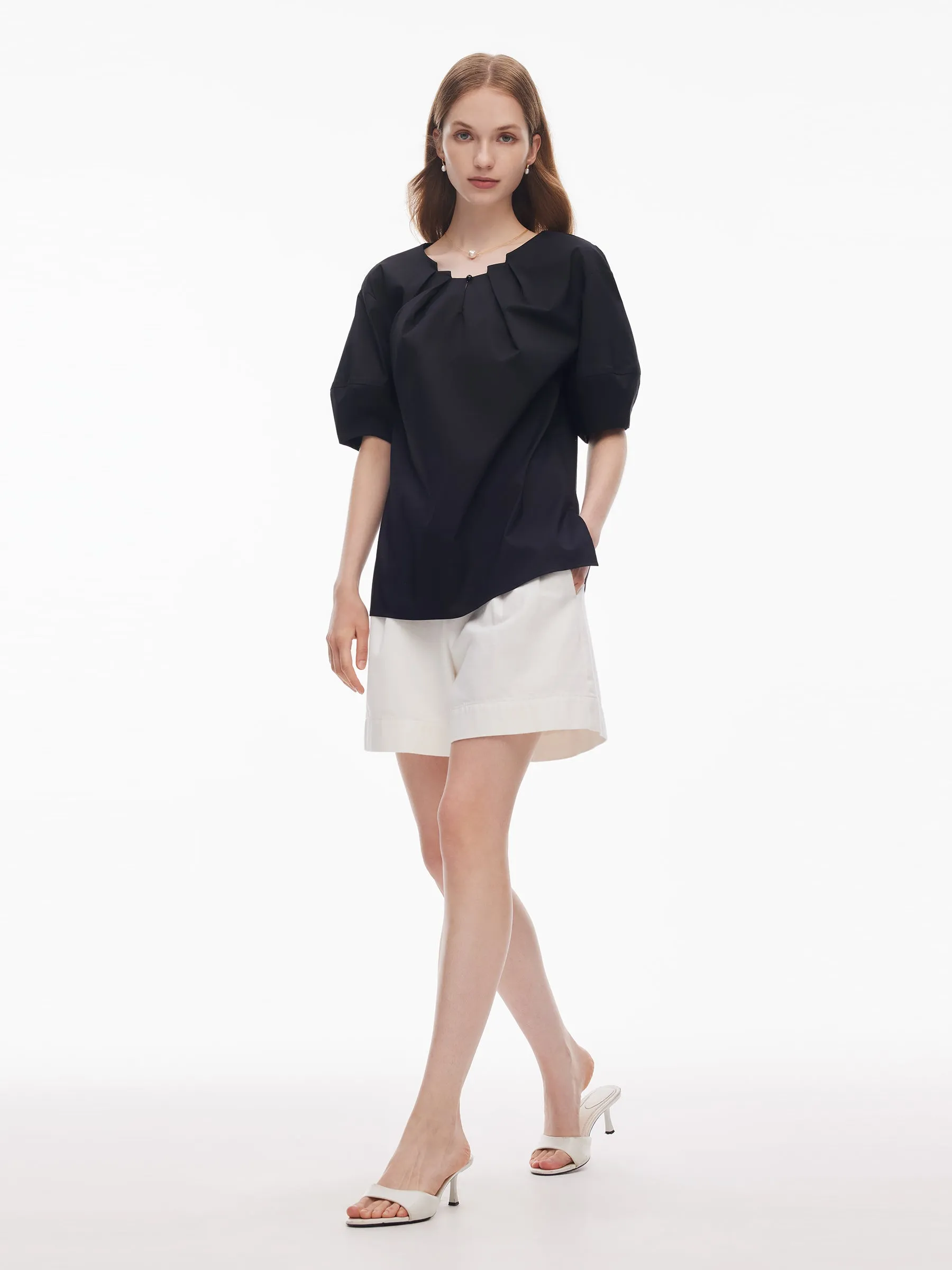 Pleated Neck Women Side Slit Top sold by Goelia product image thumbnail 2
