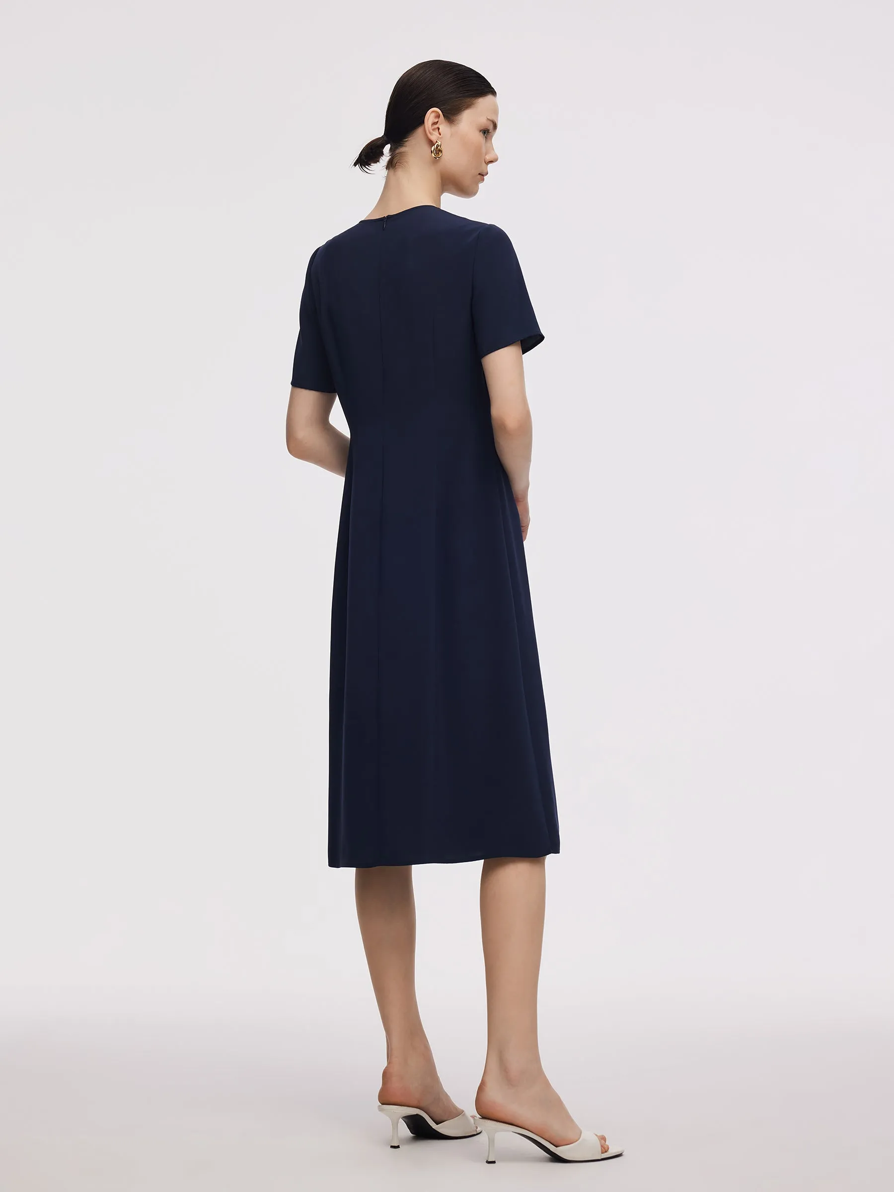 Triacetate Bowknot Women Gathered Waist Midi Dress sold by Goelia product image thumbnail 3
