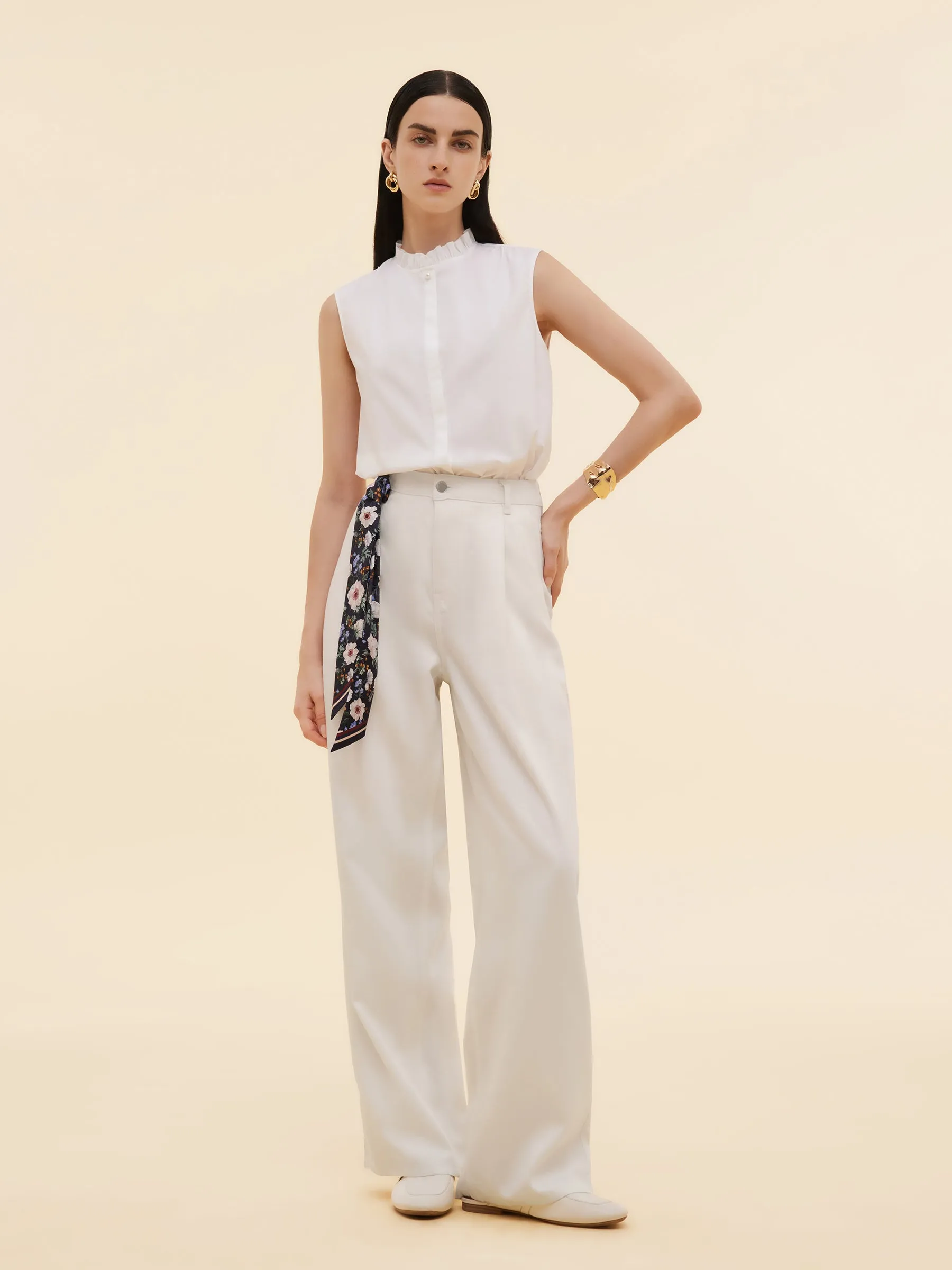 Ruffle Collar Women Sleeveless Shirt sold by Goelia product image thumbnail 3