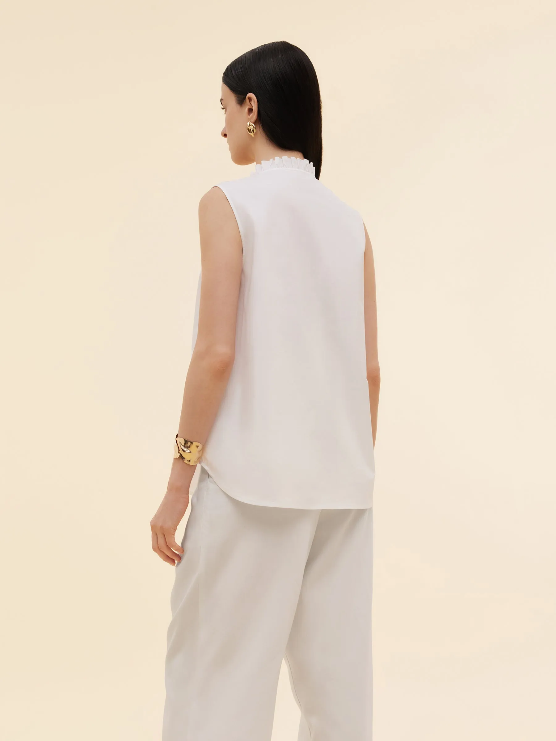 Ruffle Collar Women Sleeveless Shirt sold by Goelia product image thumbnail 4