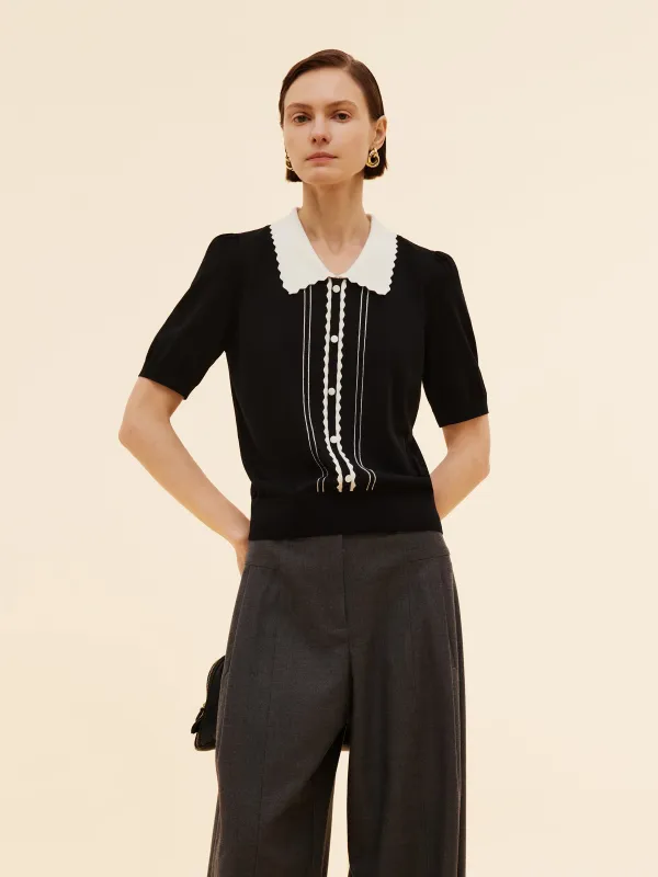 Tencel Blend Color Block Women Knit Top sold by Goelia