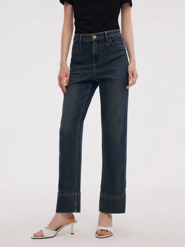 Denim Women Ankle-Length Cuffed Jeans sold by Goelia