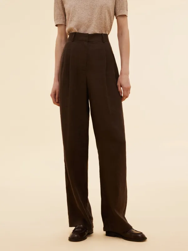 100% Linen Women Straight Leg Pants sold by Goelia