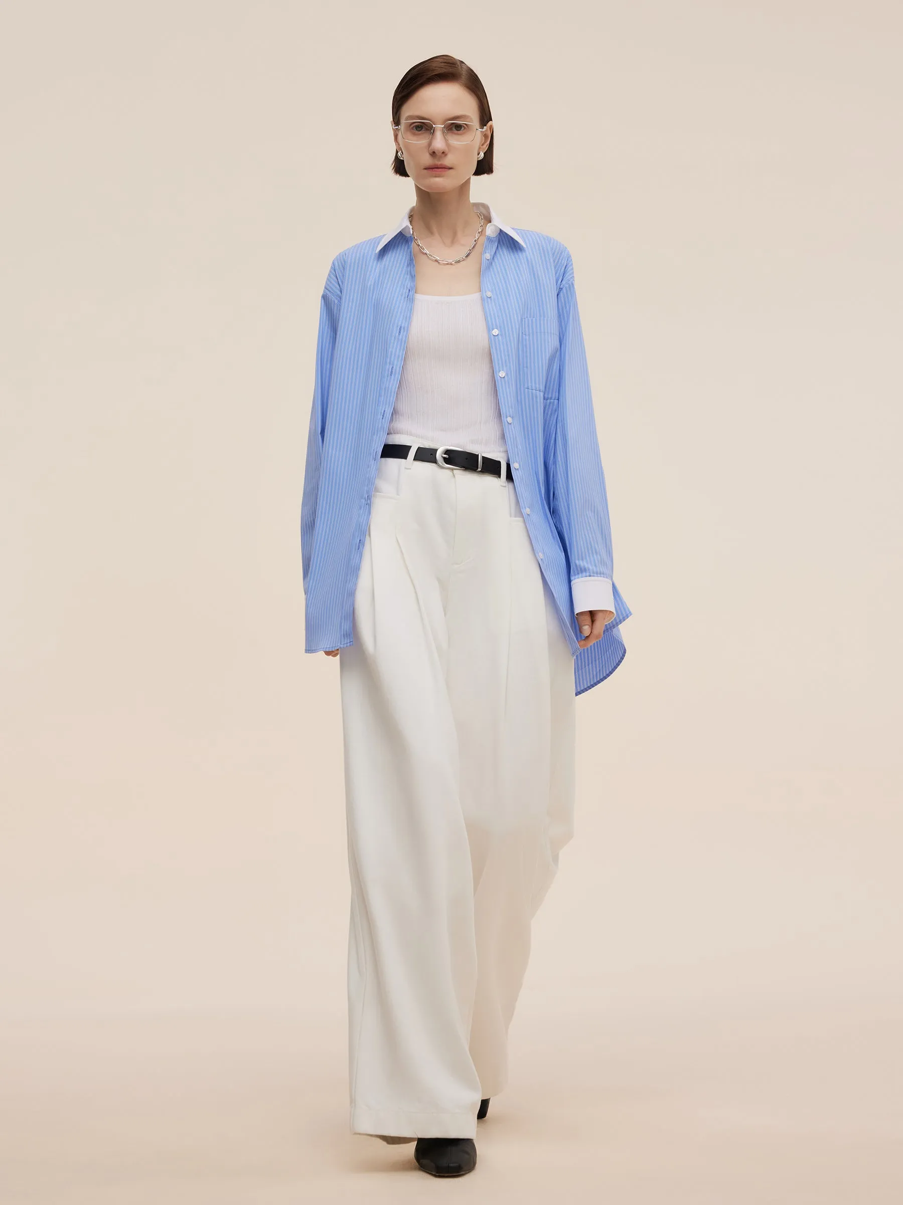 Color Block Stripe Women Oversized Shirt sold by Goelia product image thumbnail 2