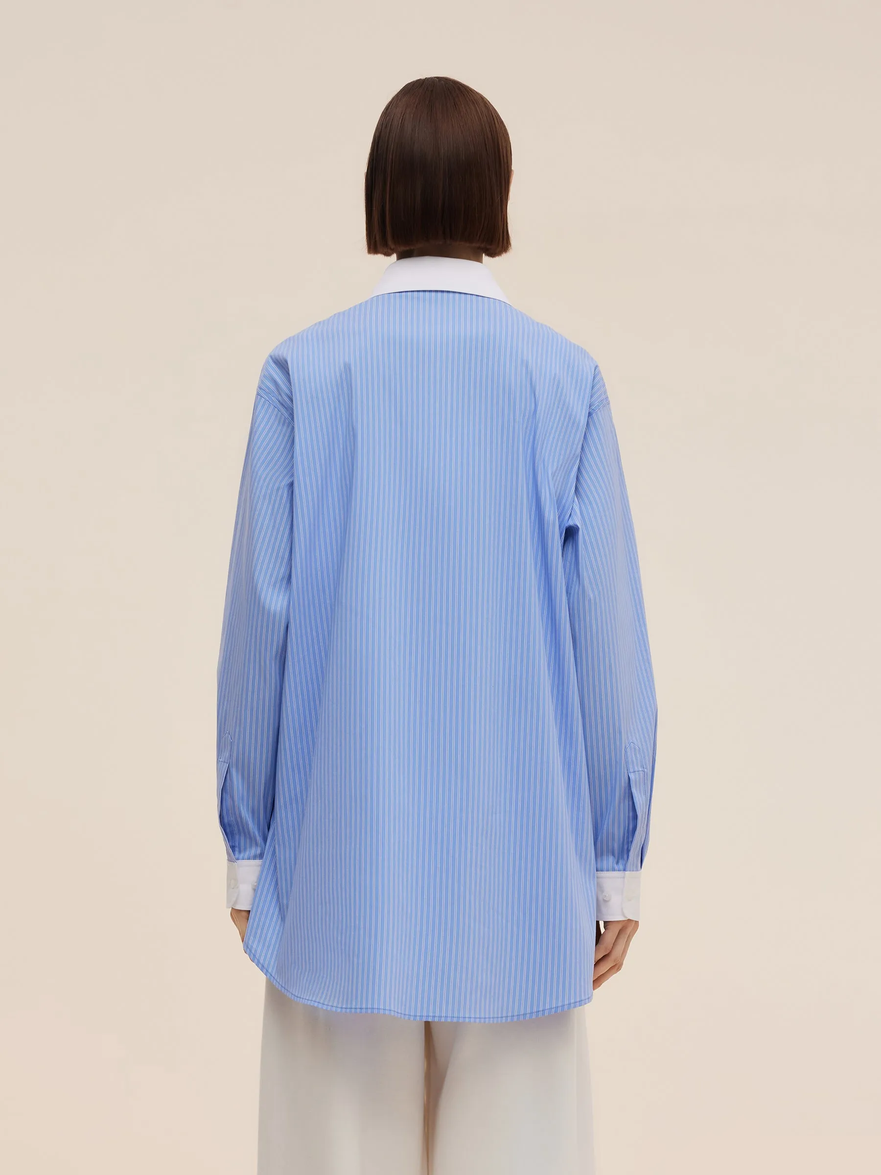 Color Block Stripe Women Oversized Shirt sold by Goelia product image thumbnail 3