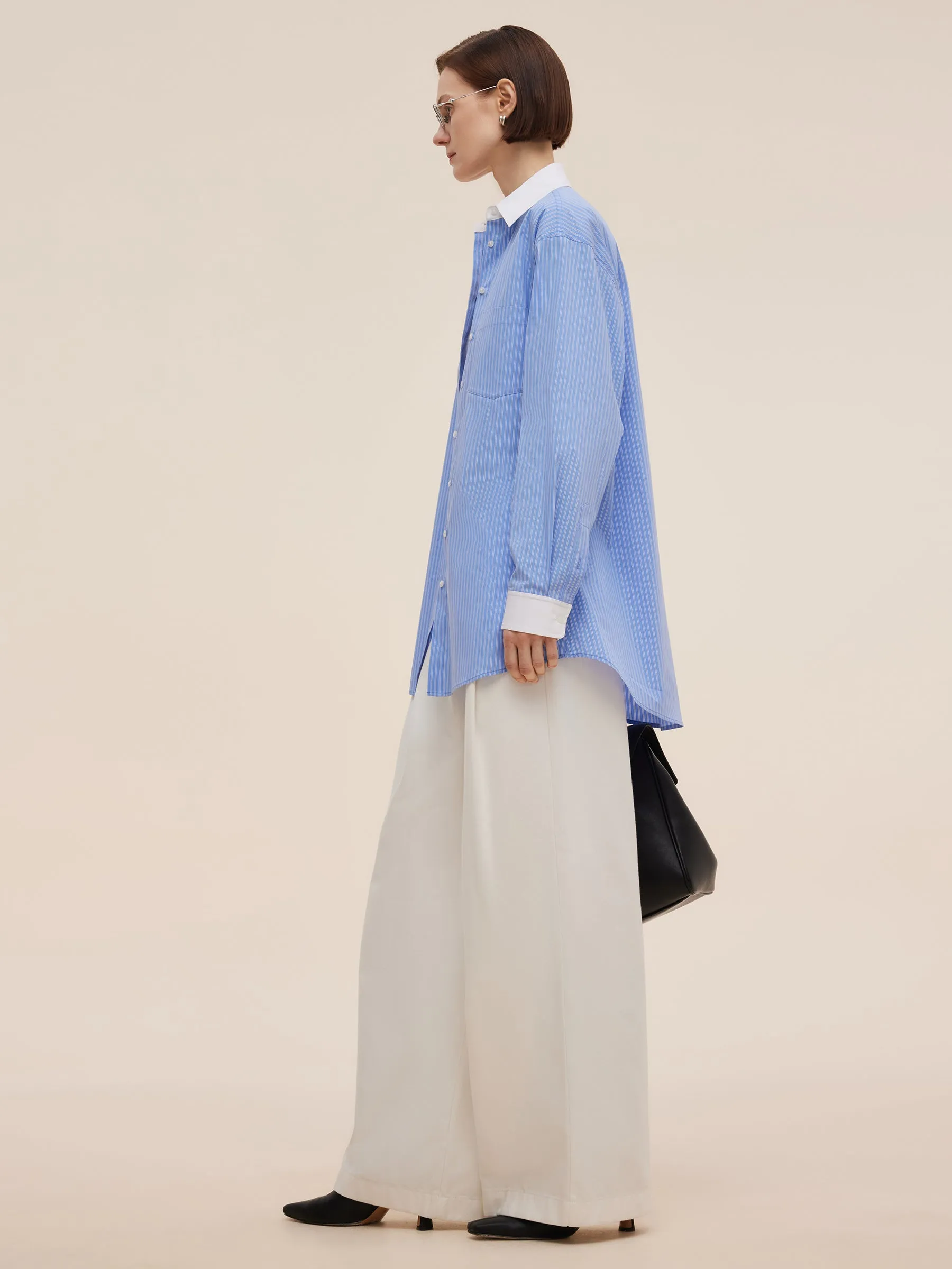 Color Block Stripe Women Oversized Shirt sold by Goelia product image thumbnail 5