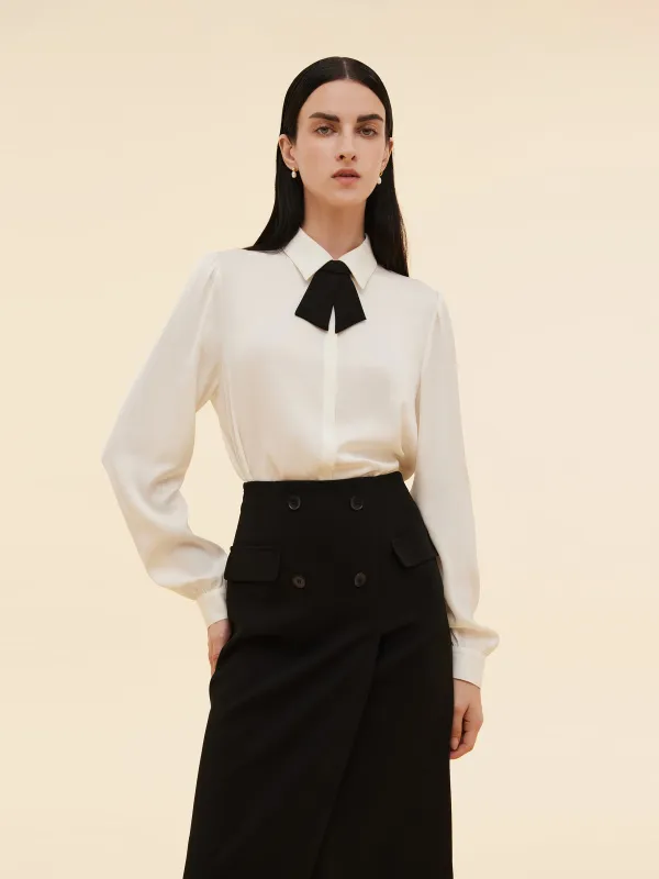 22MM Mulberry Silk Women Shirt With Detachable Bow sold by Goelia