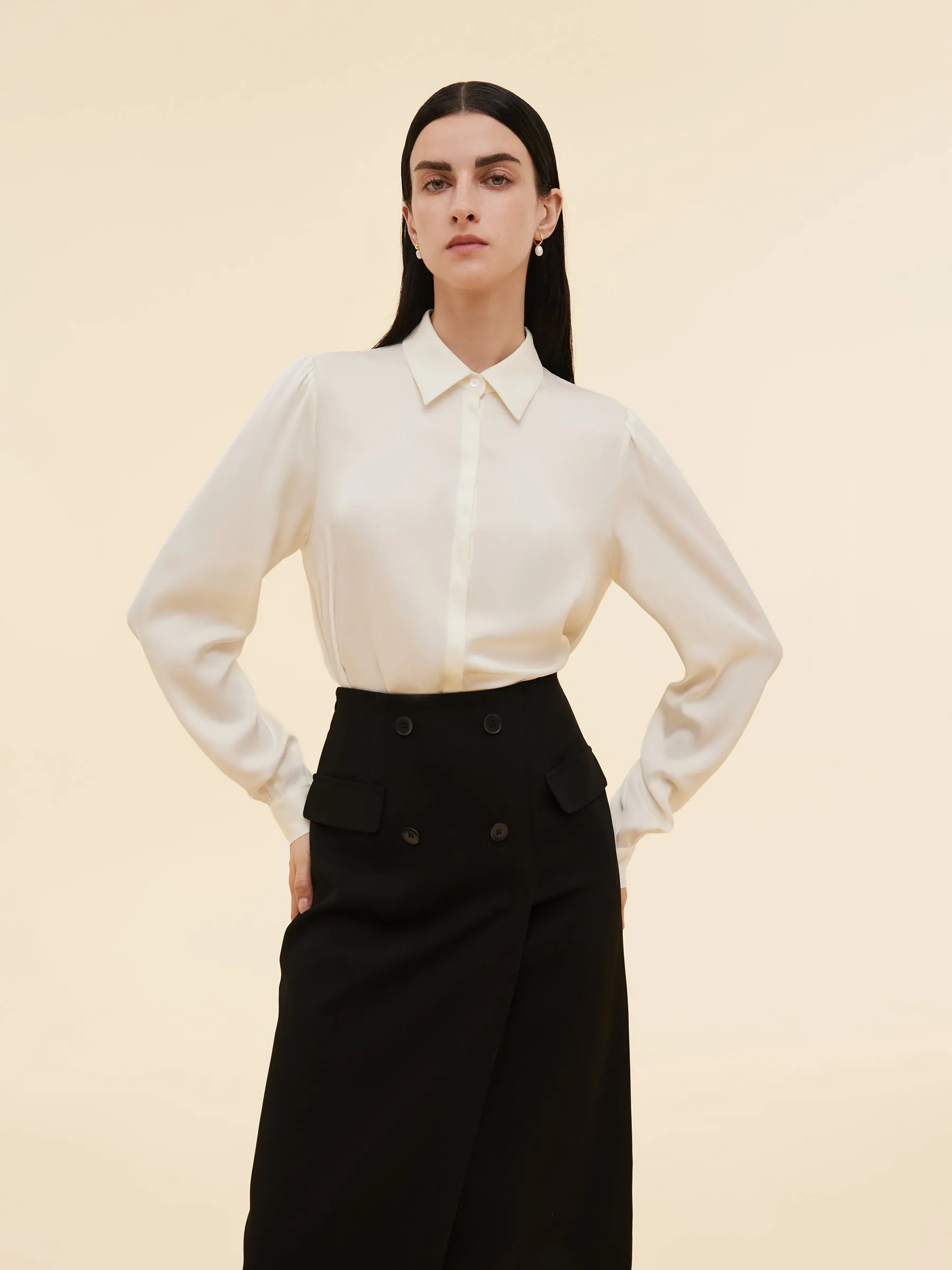 22MM Mulberry Silk Women Shirt With Detachable Bow sold by Goelia product image thumbnail 4