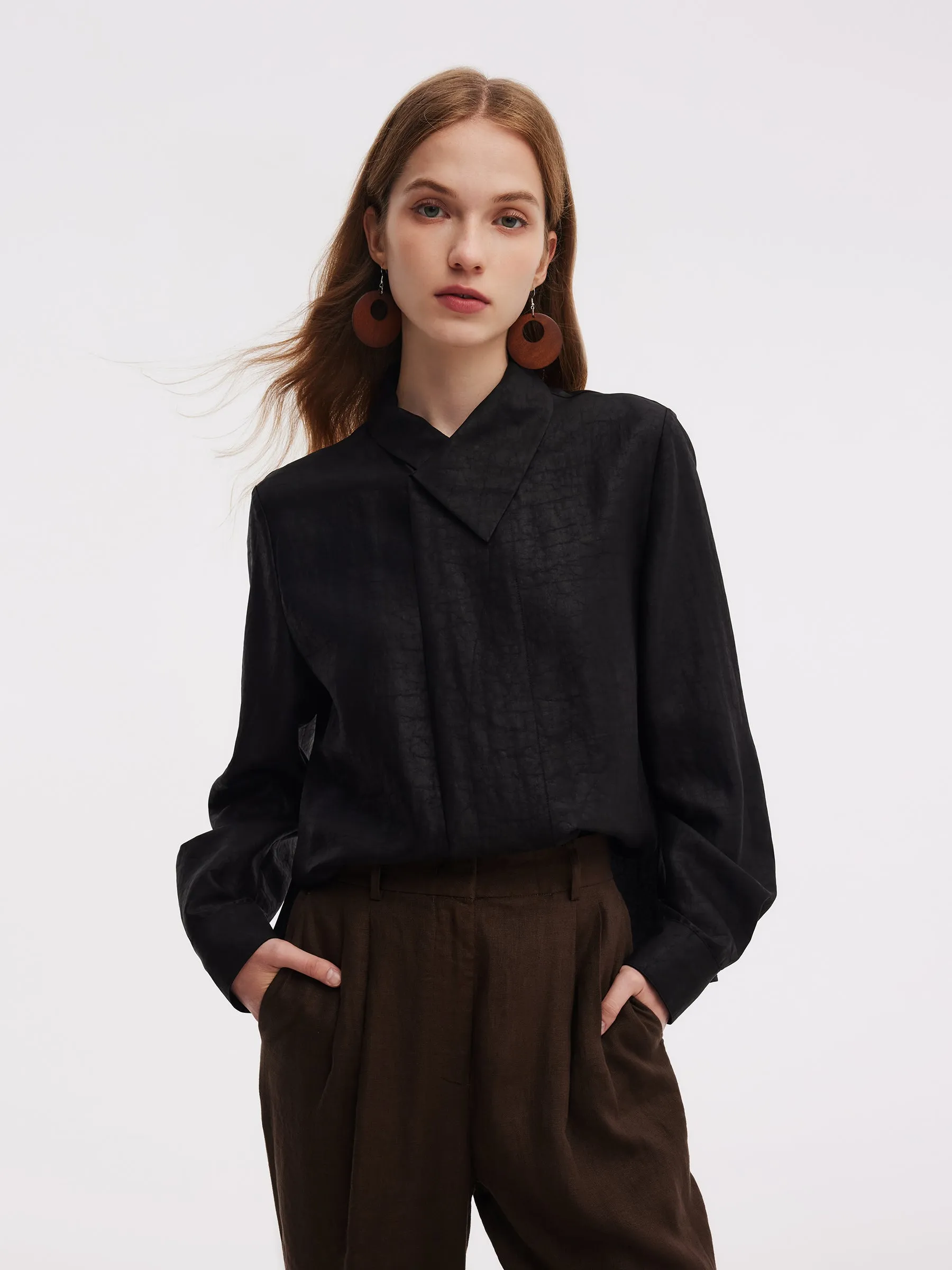 18MM Xiang Yun Silk Cross Front Collar Women Blouse sold by Goelia