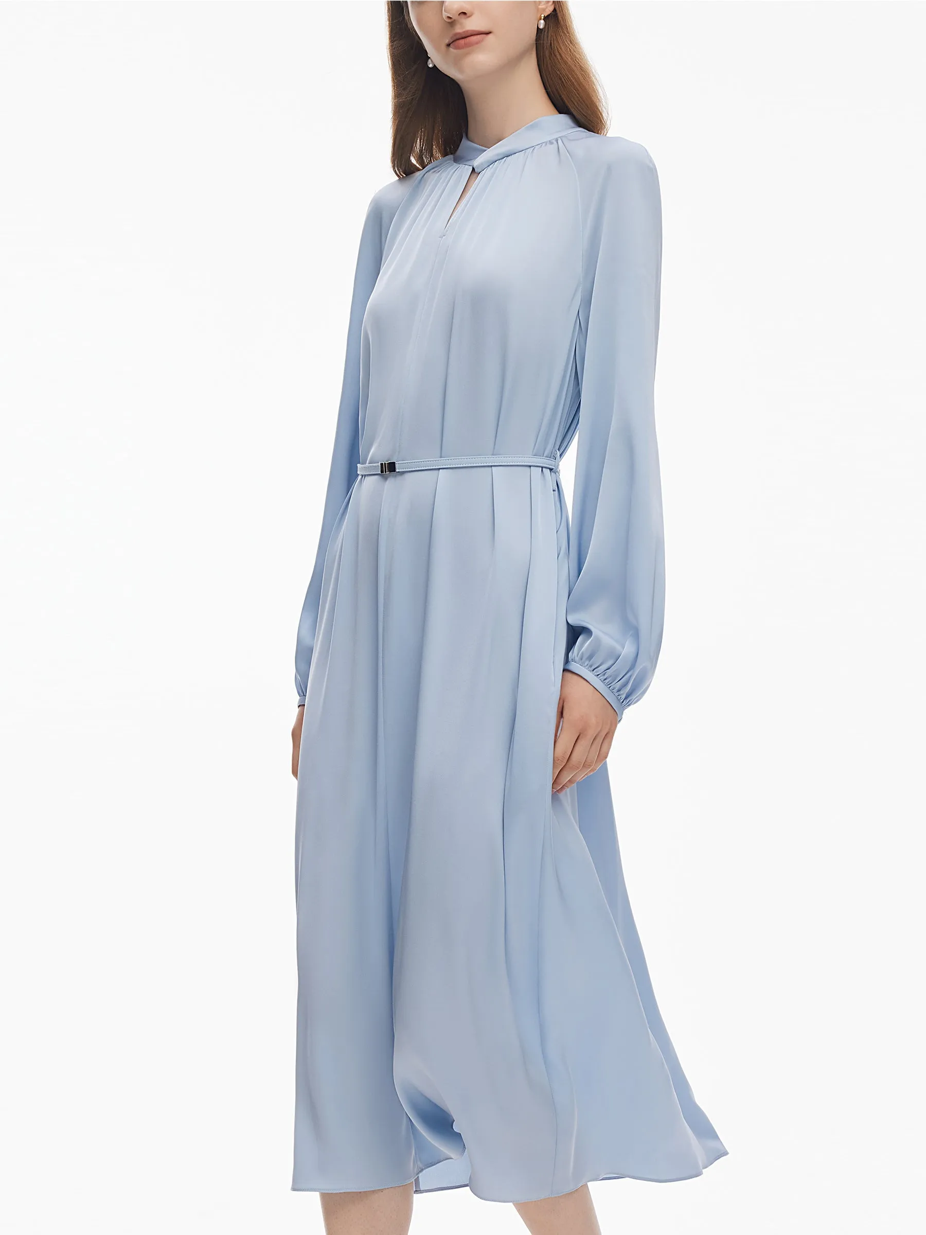 22MM Mulberry Silk Women Long Sleeve Maxi Dress With Belt sold by Goelia product image thumbnail 5