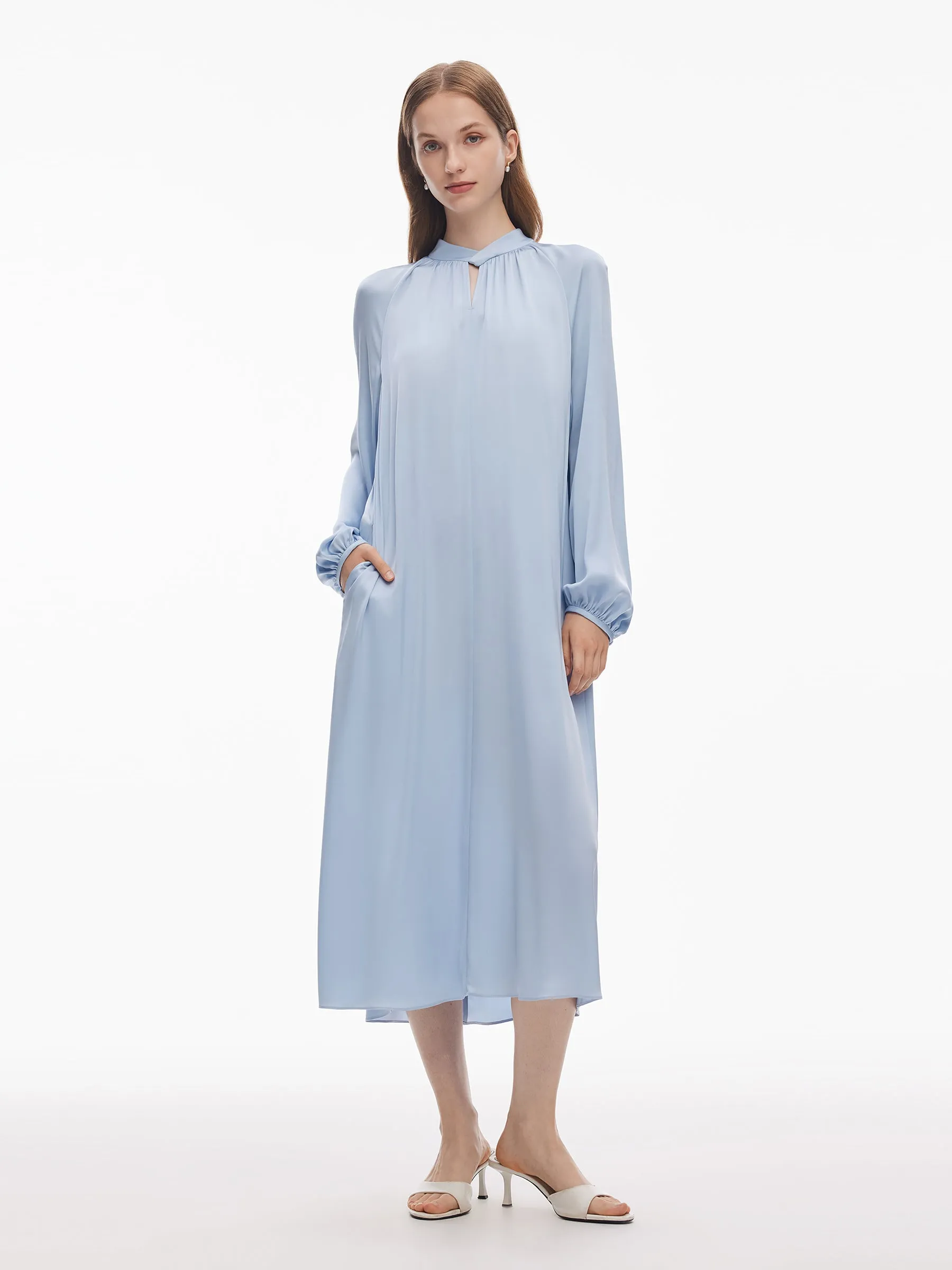 22MM Mulberry Silk Women Long Sleeve Maxi Dress With Belt sold by Goelia product image thumbnail 4