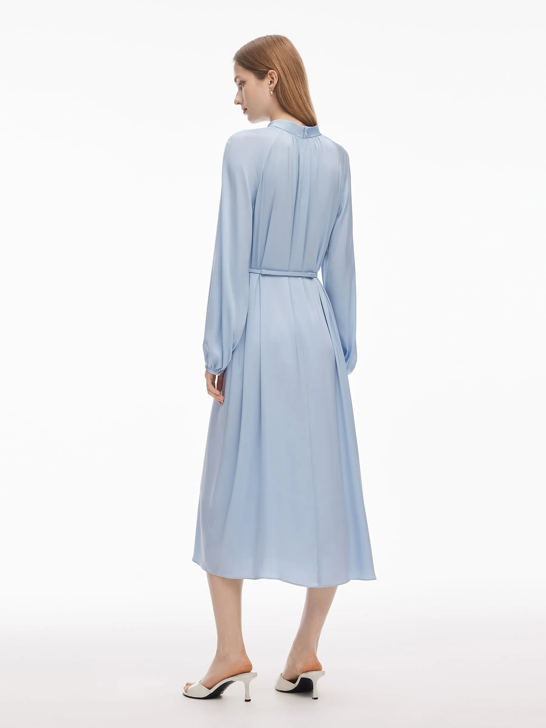 22MM Mulberry Silk Women Long Sleeve Maxi Dress With Belt sold by Goelia product image thumbnail 3