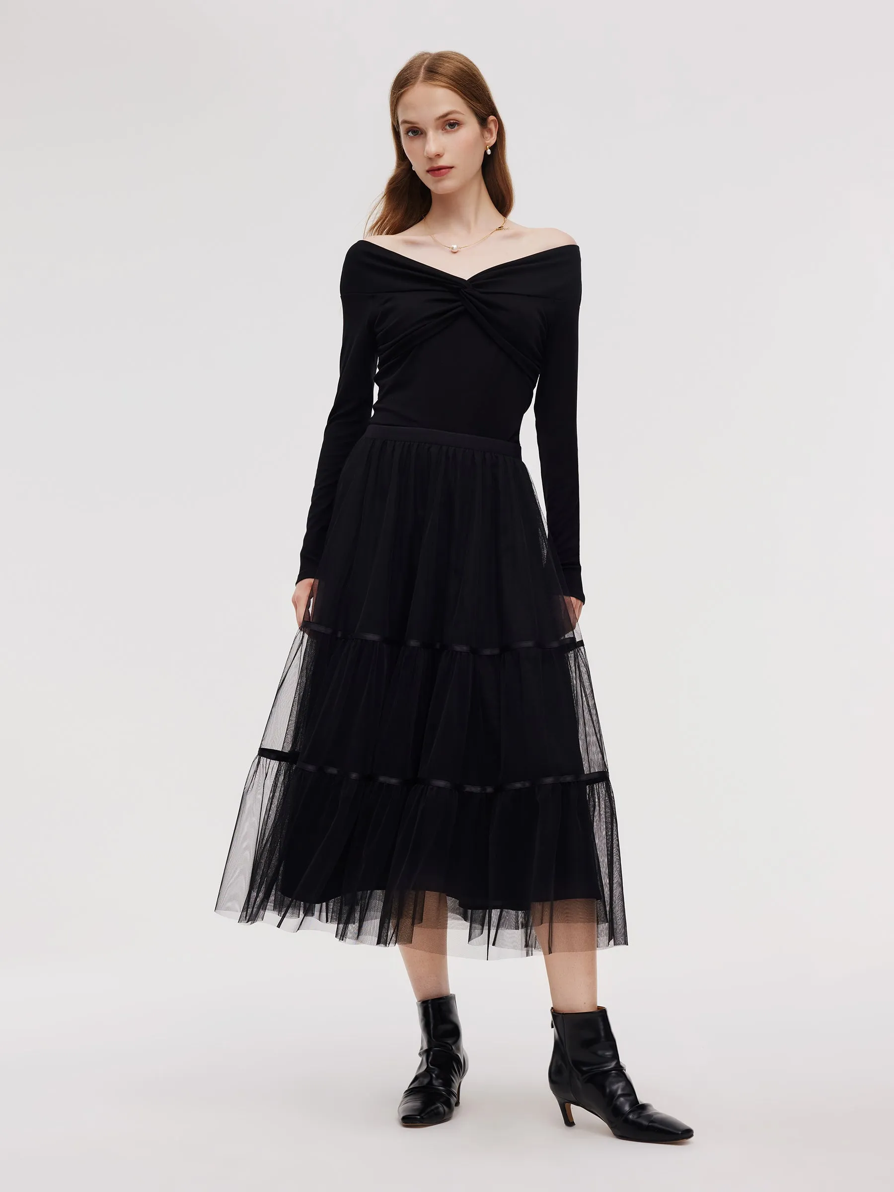 Mesh Tiered Women Elastic Waist Skirt sold by Goelia product image thumbnail 2