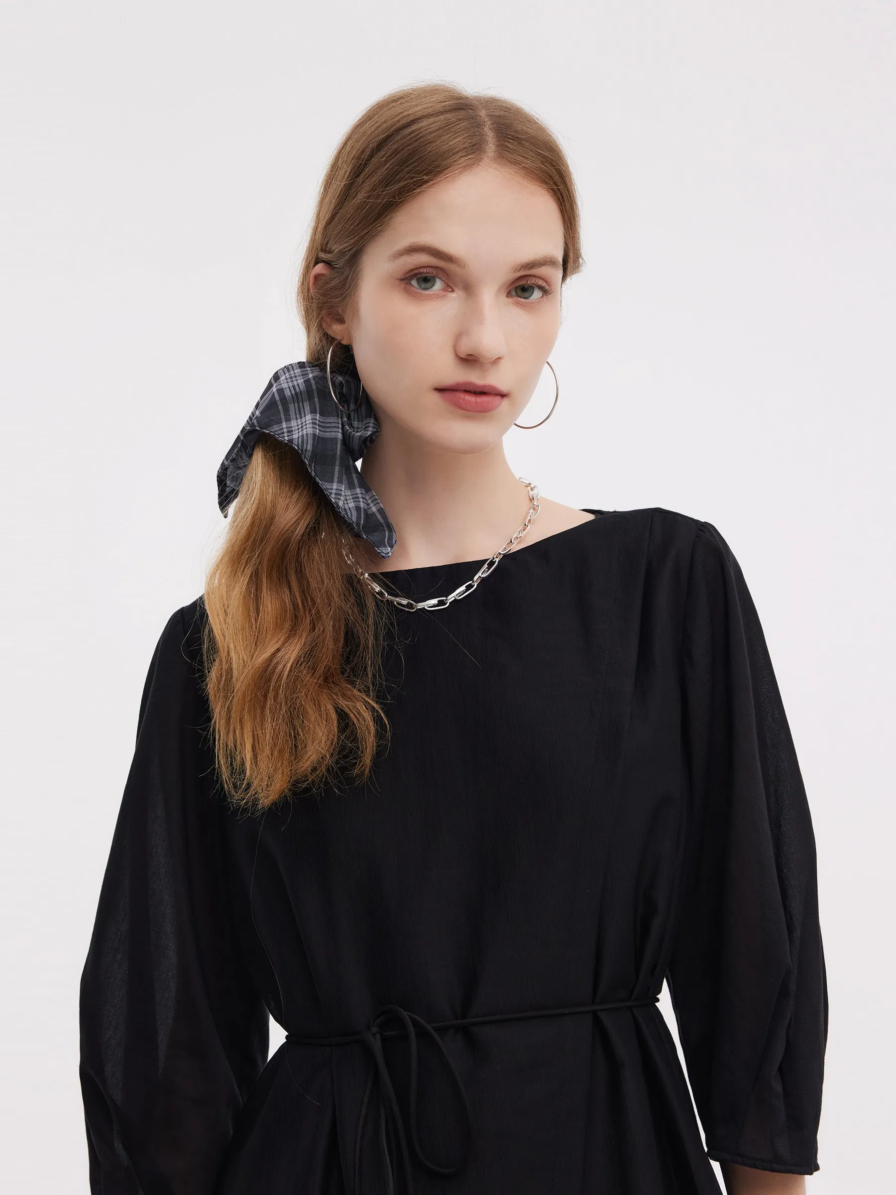 Lyocell Blend Top And Sleeveless Plaid Maxi Dress Two-Piece Set sold by Goelia product image thumbnail 2