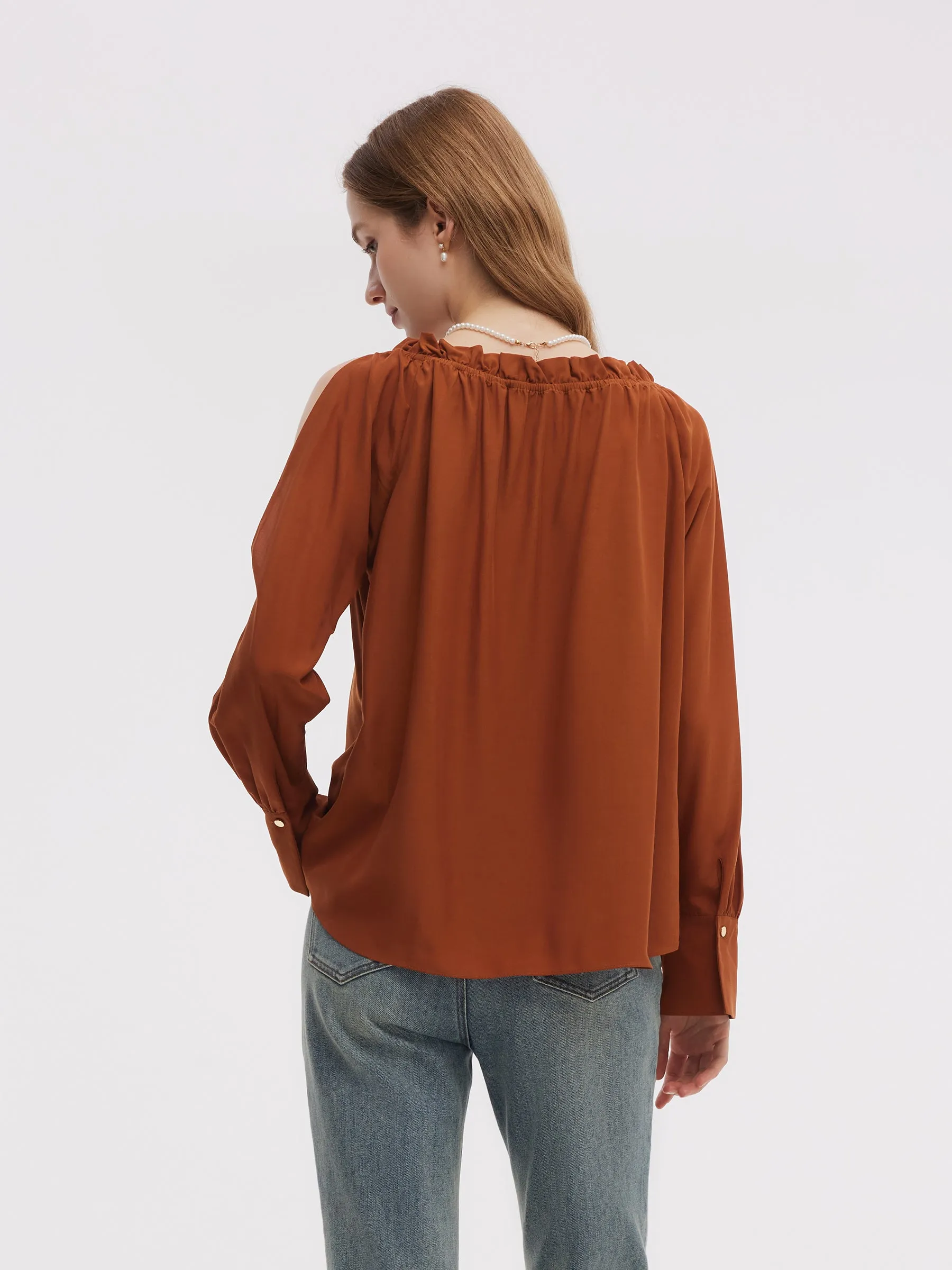 Tencel Acetate Blend Women Off Shoulder Blouse sold by Goelia product image thumbnail 5