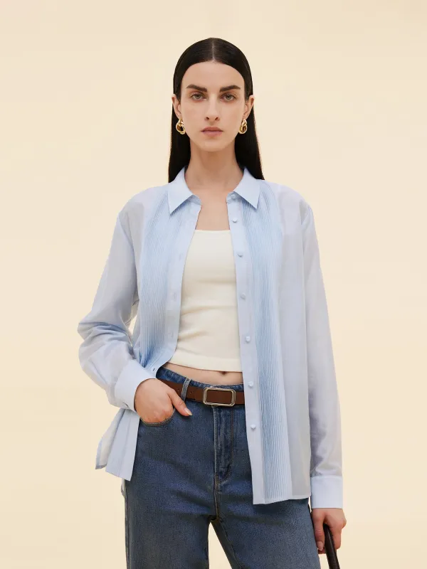 Tencel Blend Pleat Front Women Shirt sold by Goelia