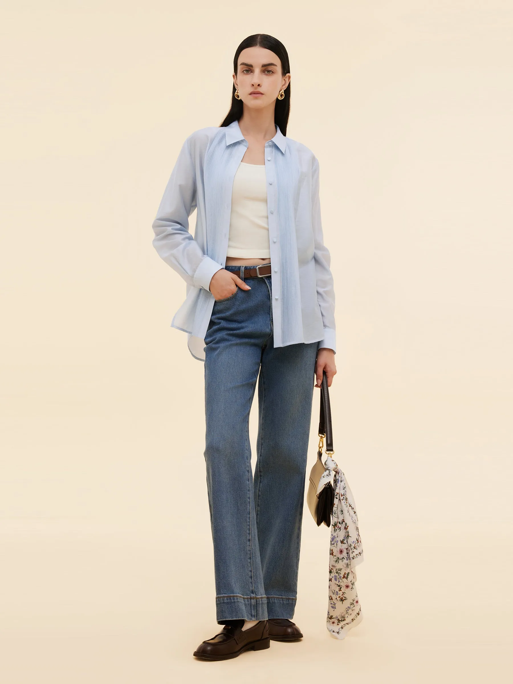 Tencel Blend Pleat Front Women Shirt sold by Goelia product image thumbnail 2