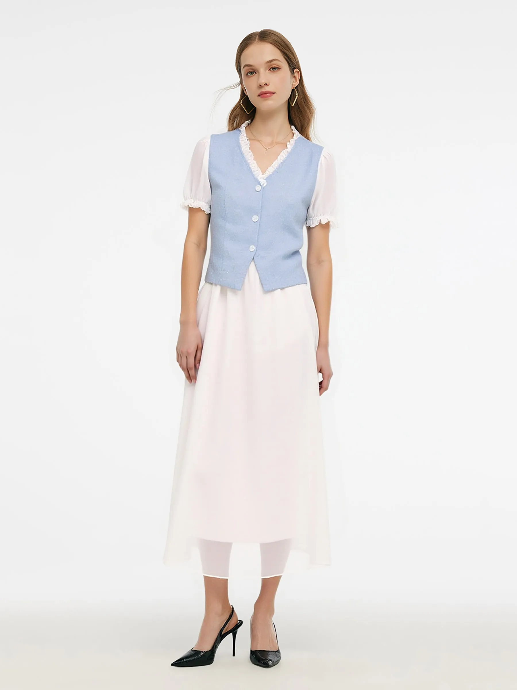 Tweed Sequins Patchwork Crop Jacket And Lyocell Blend Skirt Two-Piece Set sold by Goelia product image thumbnail 2